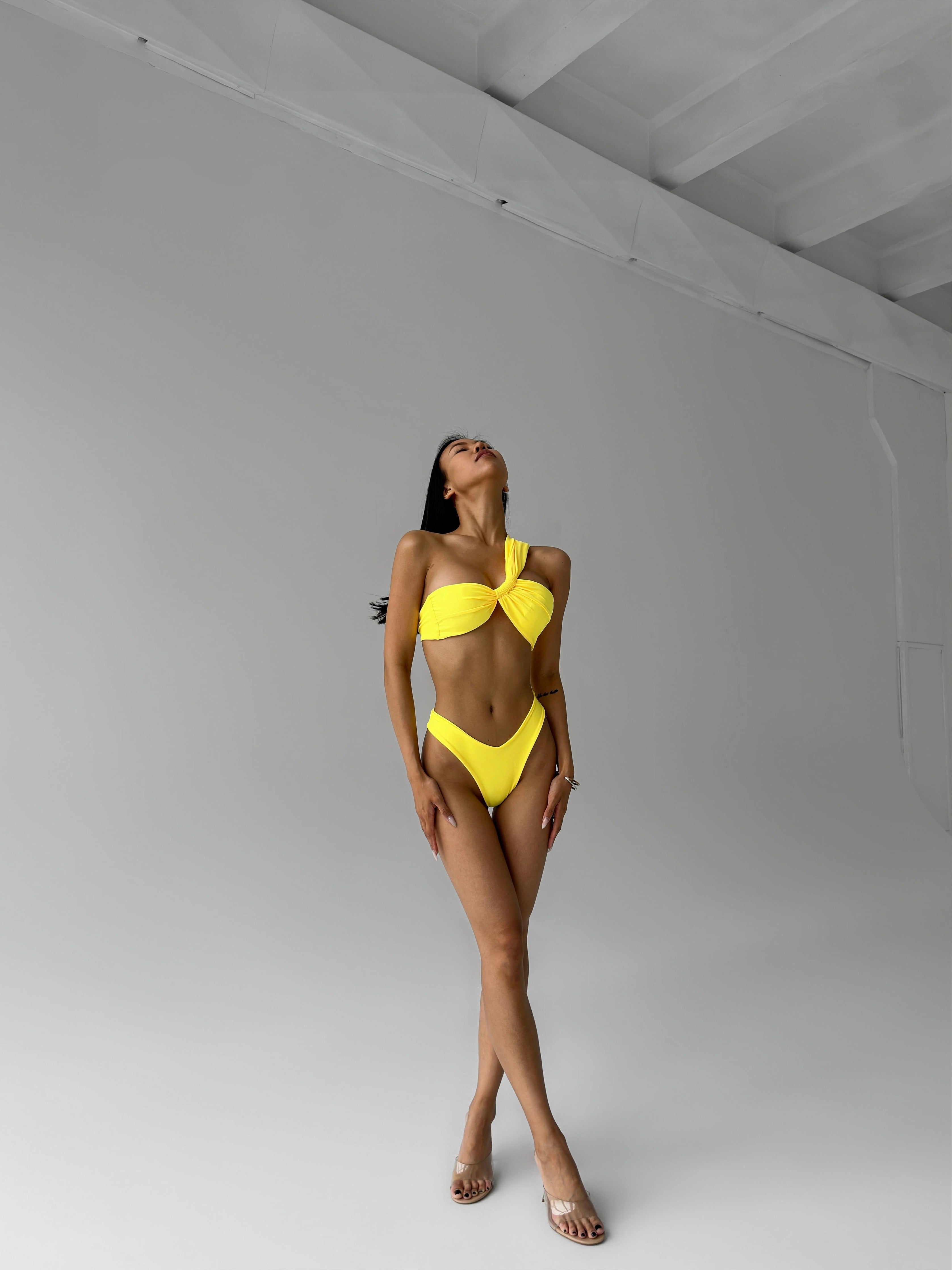 Pearl Bandeau Bikini Set in Yellow