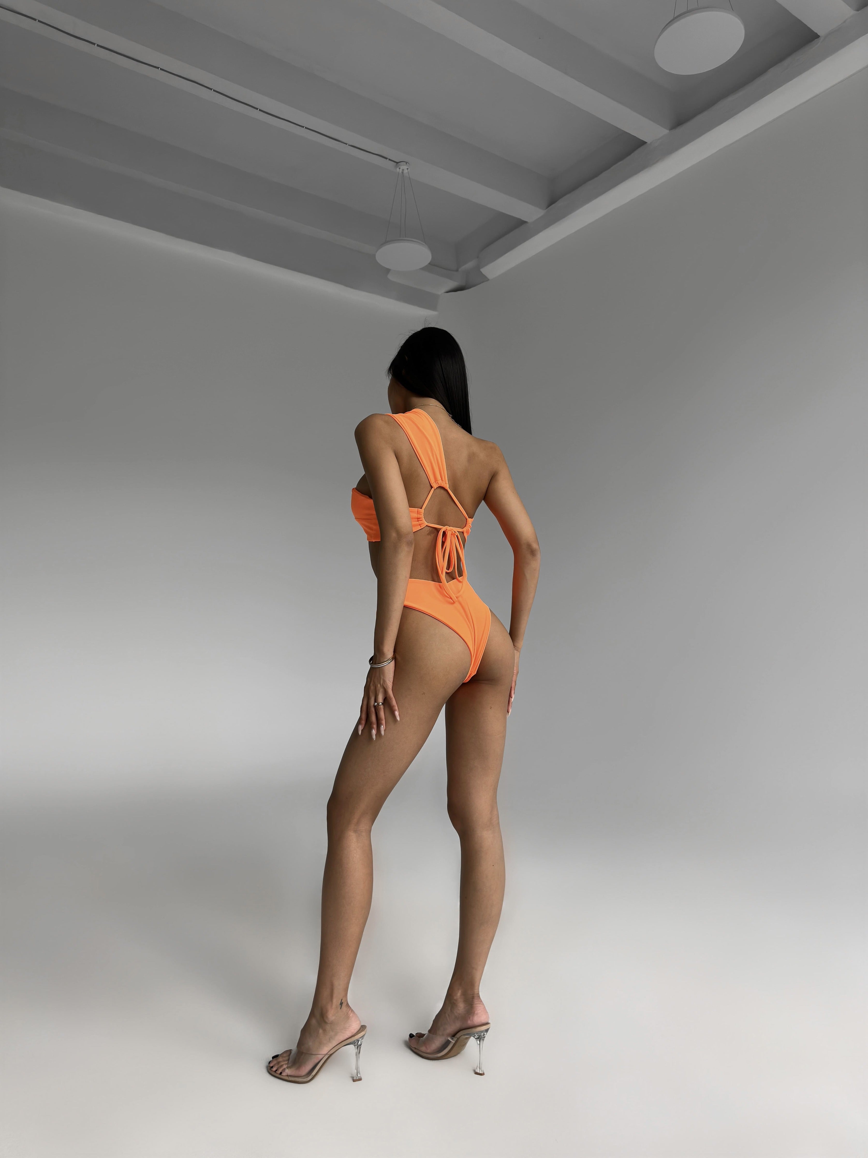 Pearl Bandeau Bikini Set in Orange