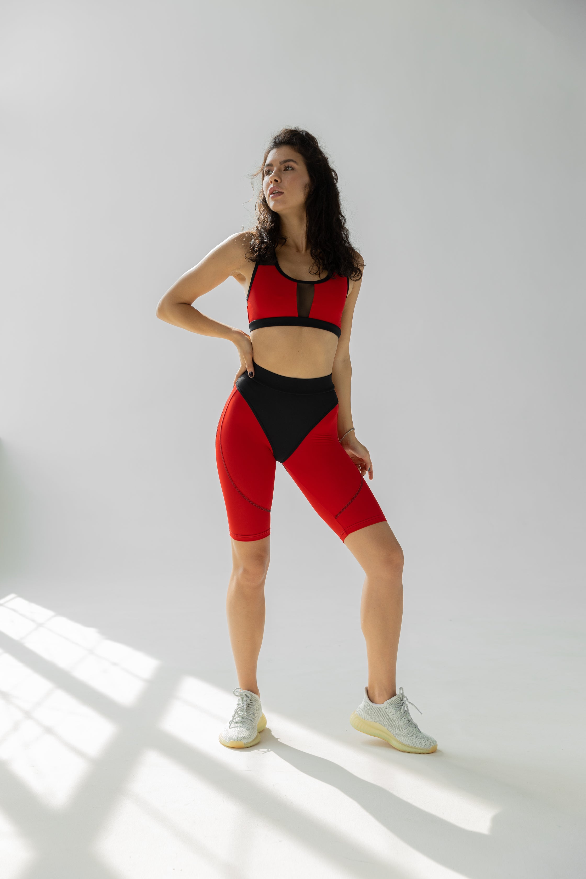GalaxyX Push Up Contrast Contour Seam Bike Shorts in Red