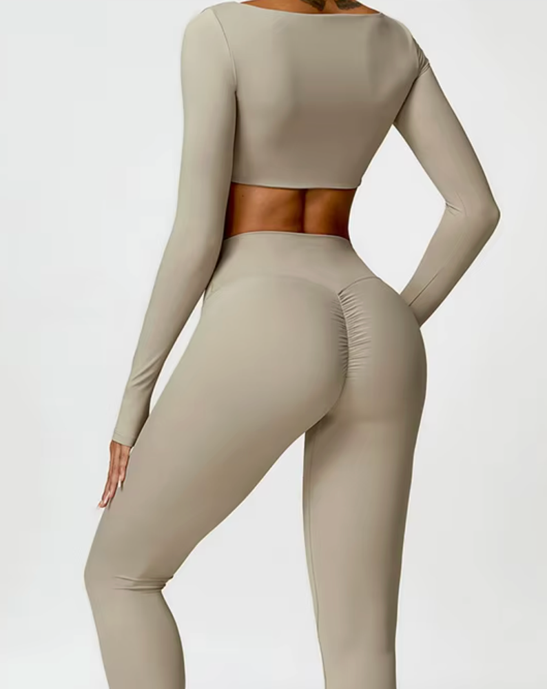 Femme Long-Sleeve Crop Top in Nude