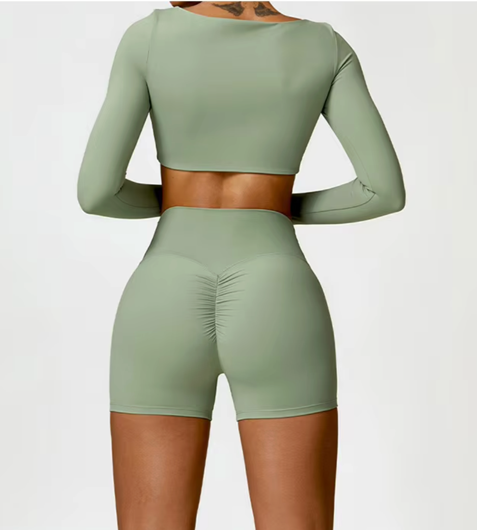 Femme High-Waist Scrunch Cycling Shorts in Khaki