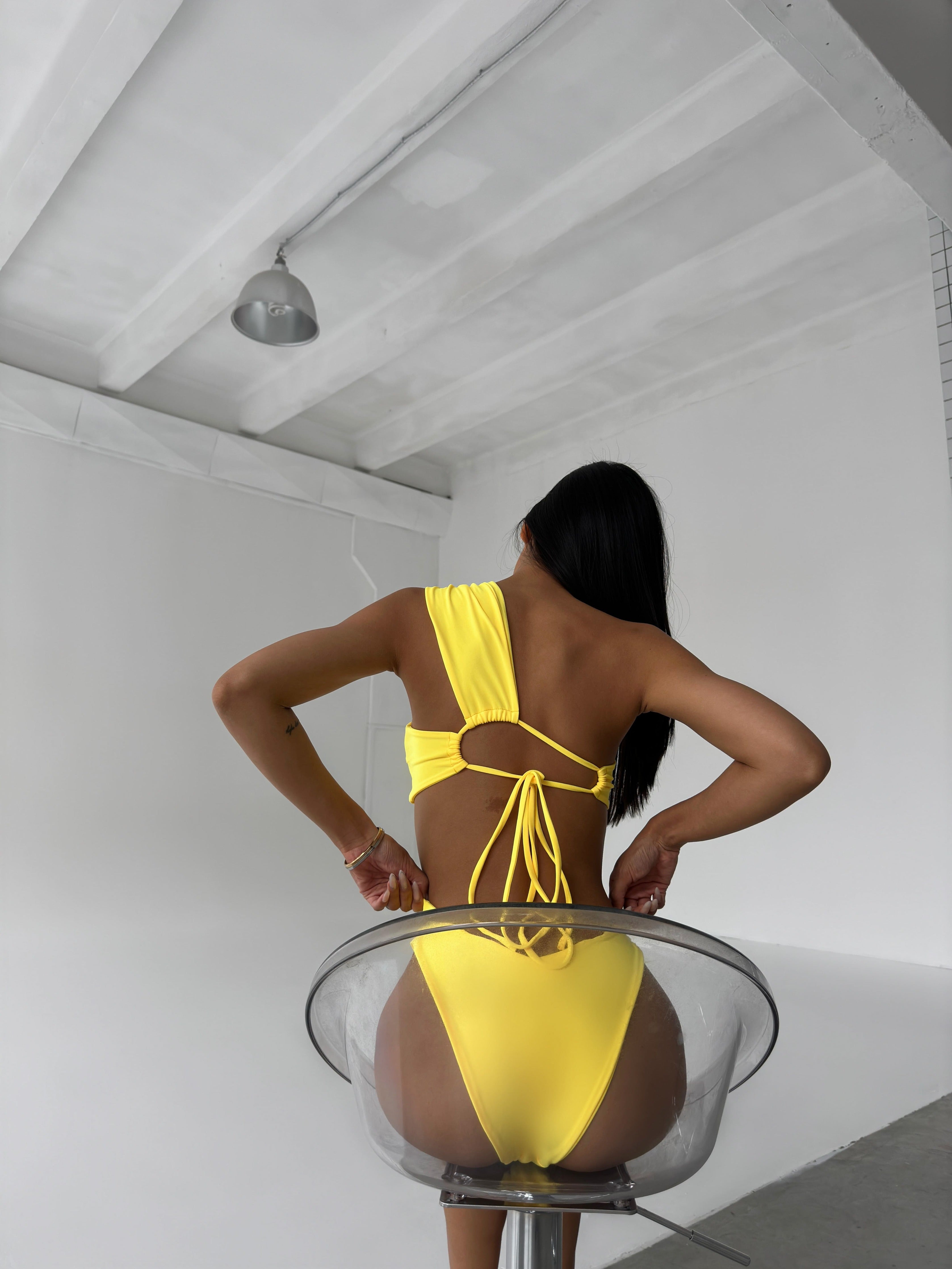 Pearl Bandeau Bikini Set in Yellow