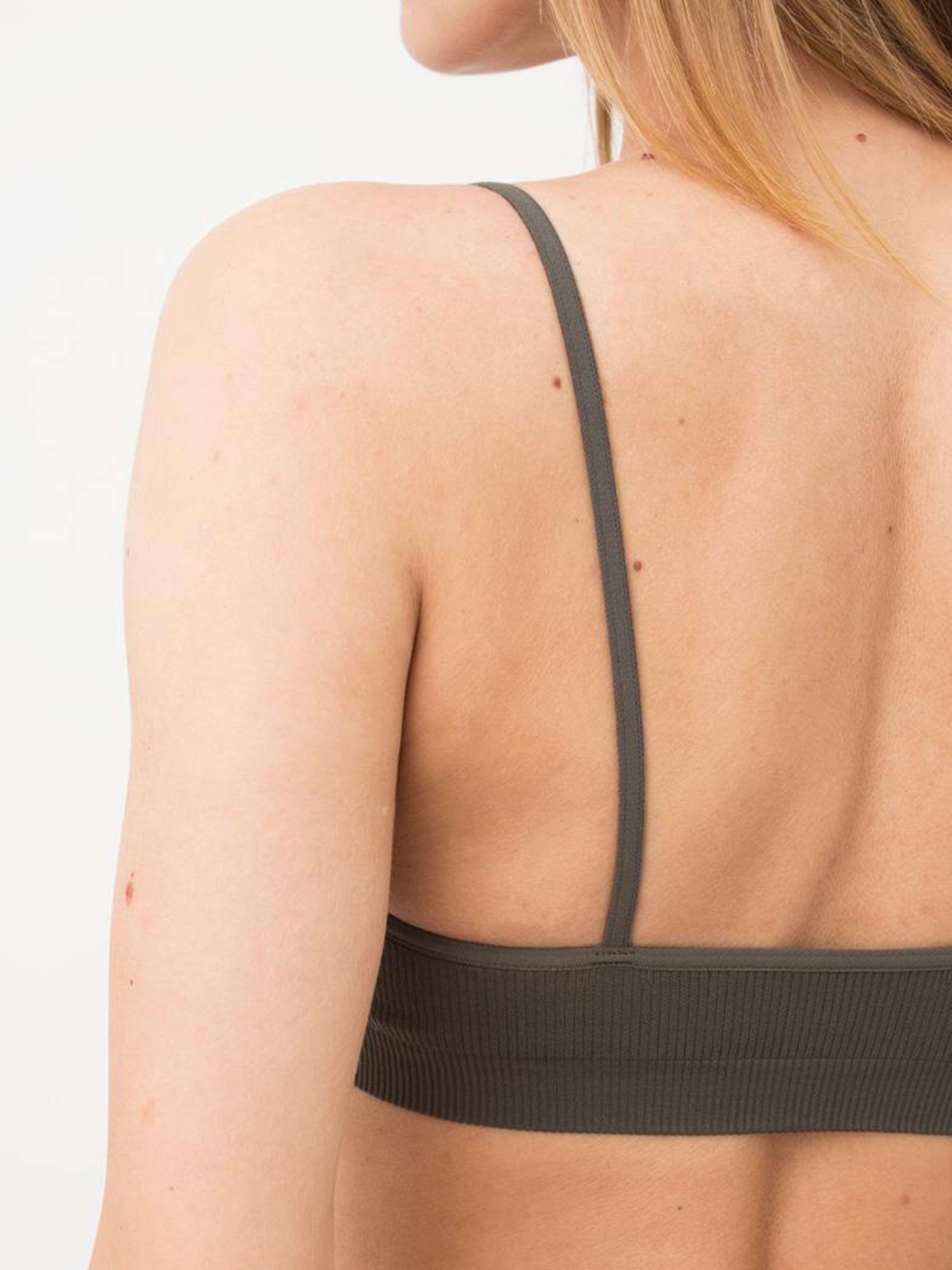 Seamless Ribbed Cami Bra in Khaki