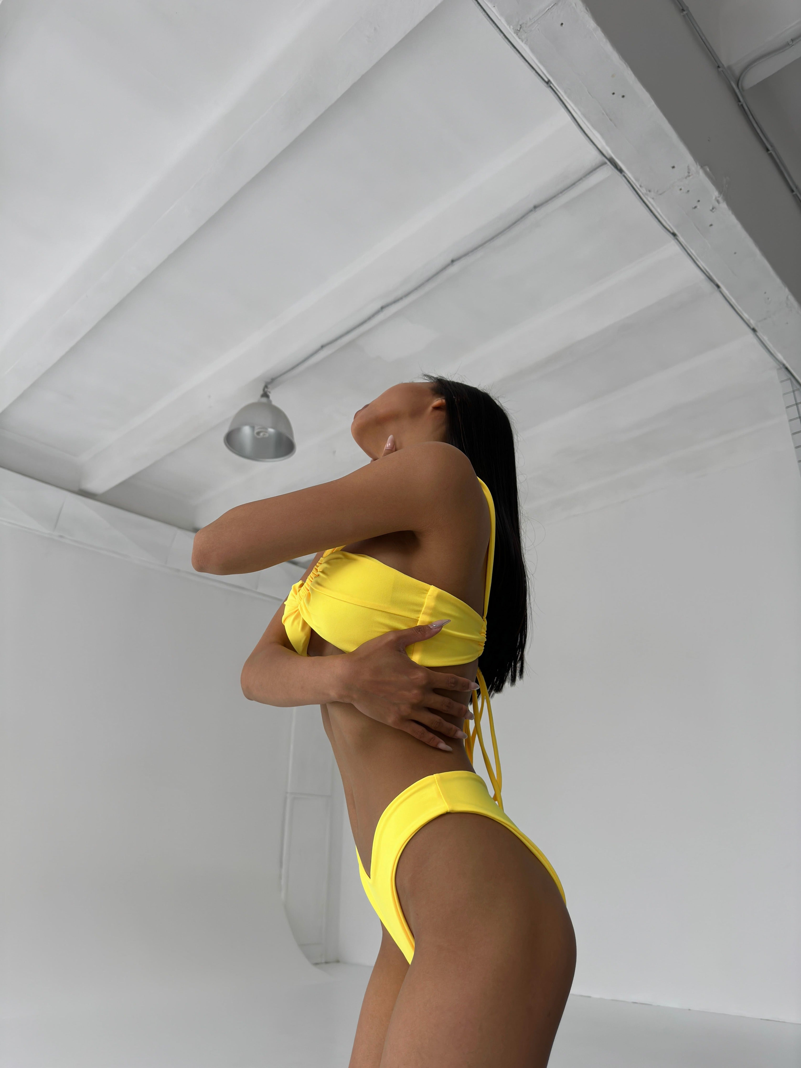 Pearl Bandeau Bikini Set in Yellow