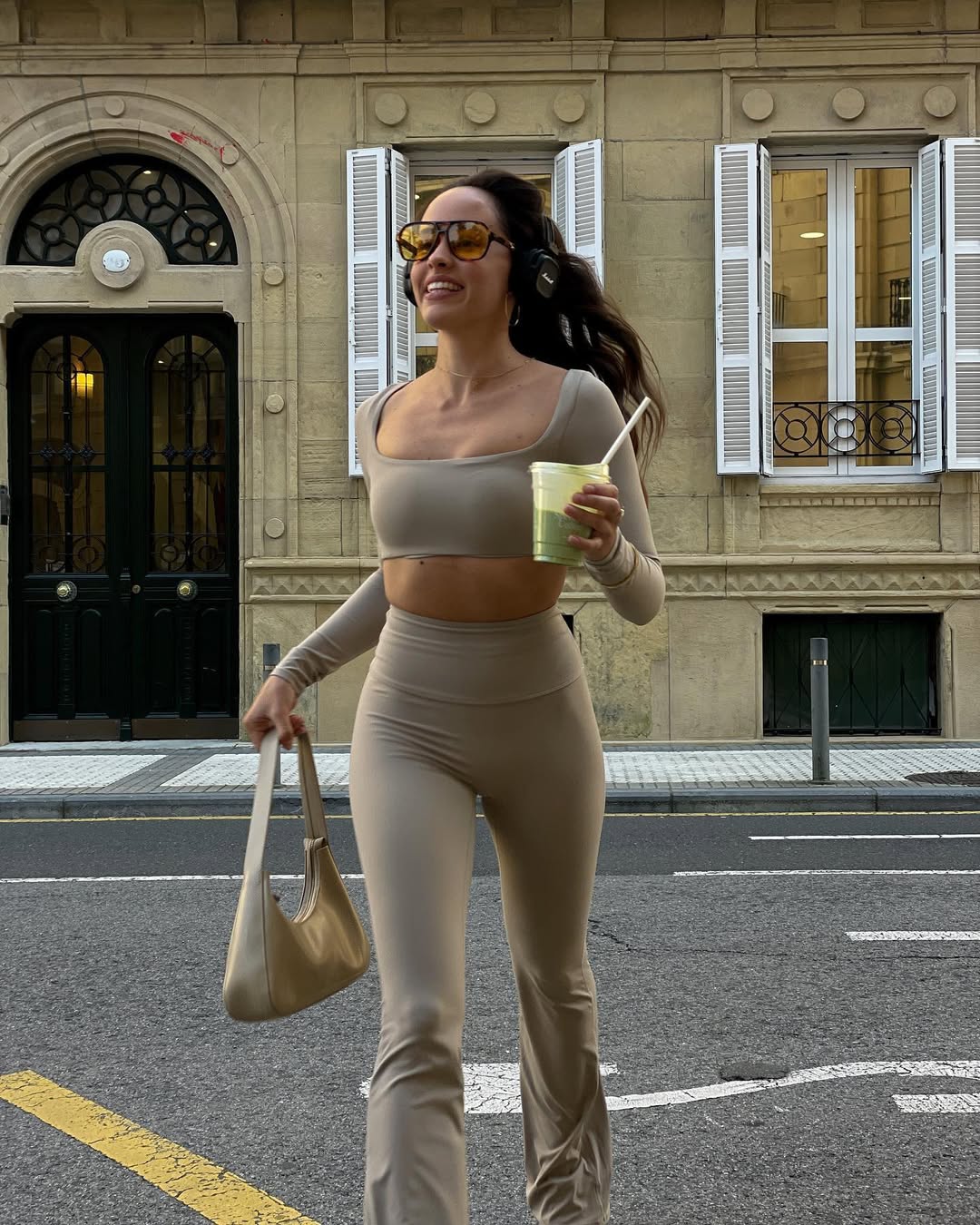 Diva Long-Sleeve Crop Top in Nude
