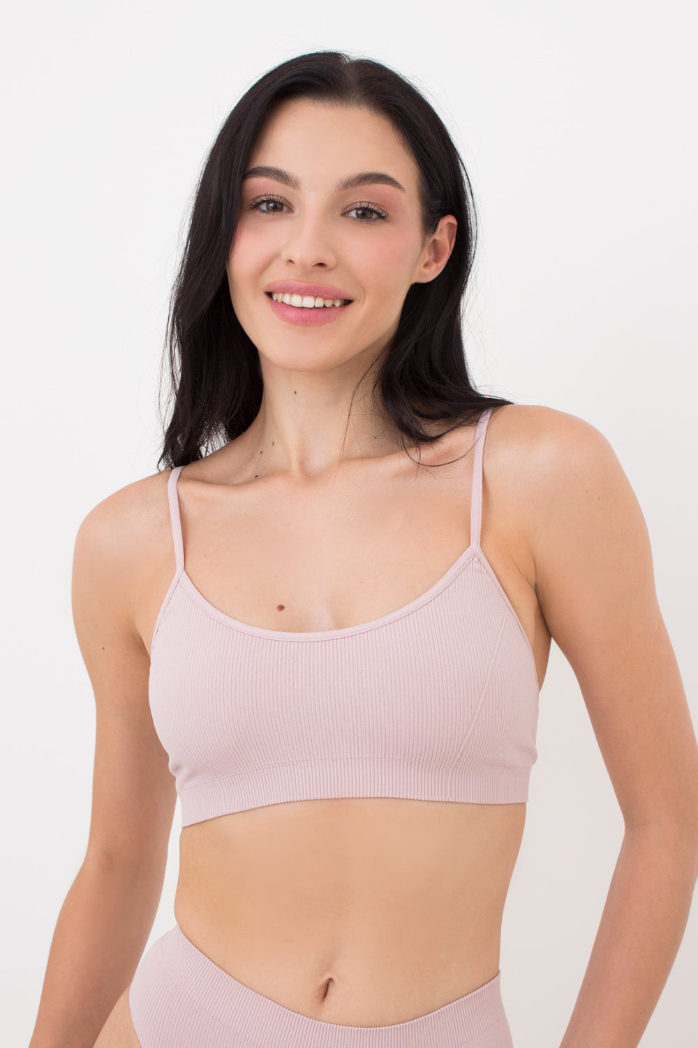 Seamless Ribbed Cami Bra in Pastel Pink