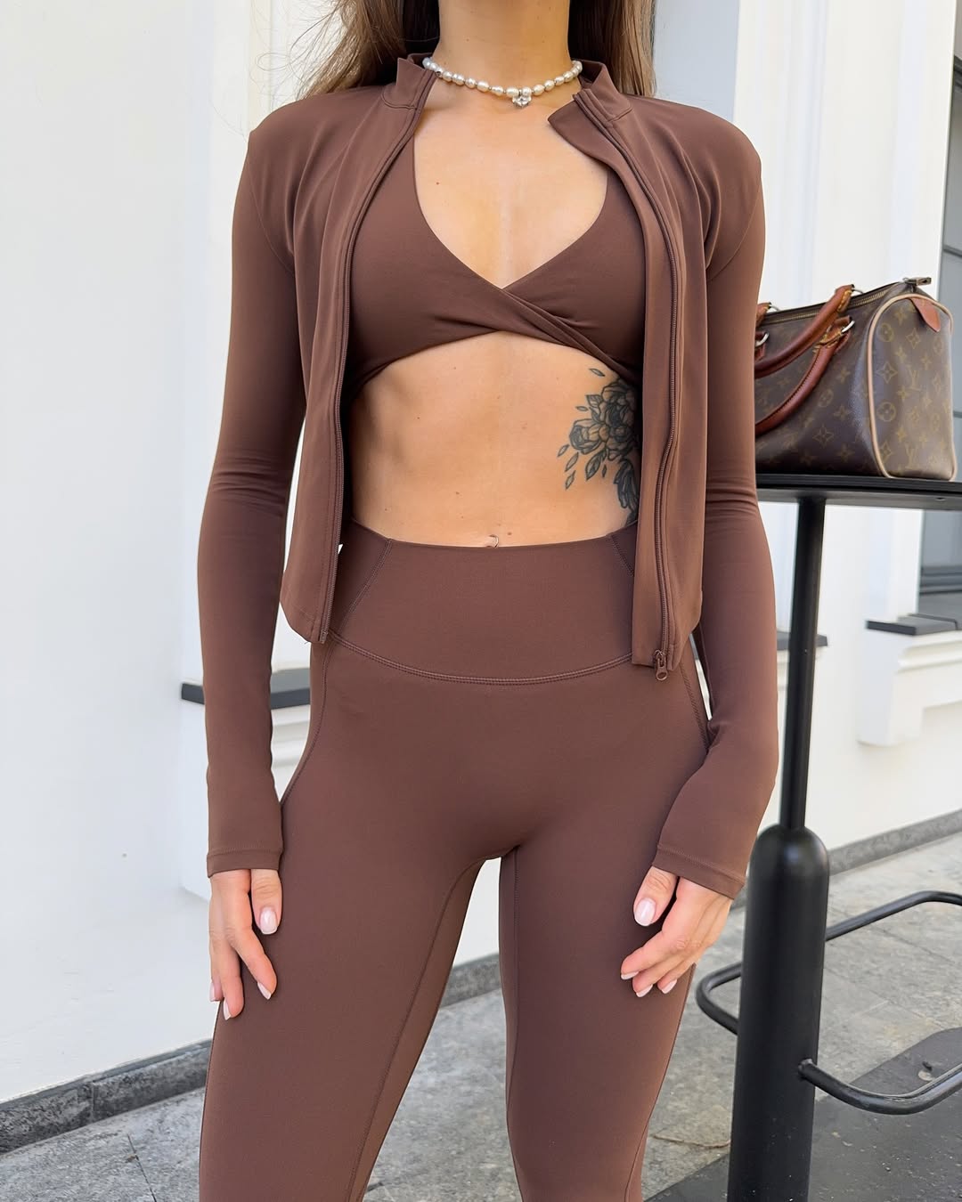 Pantera Zip-Up Long-Sleeve Top in Brown