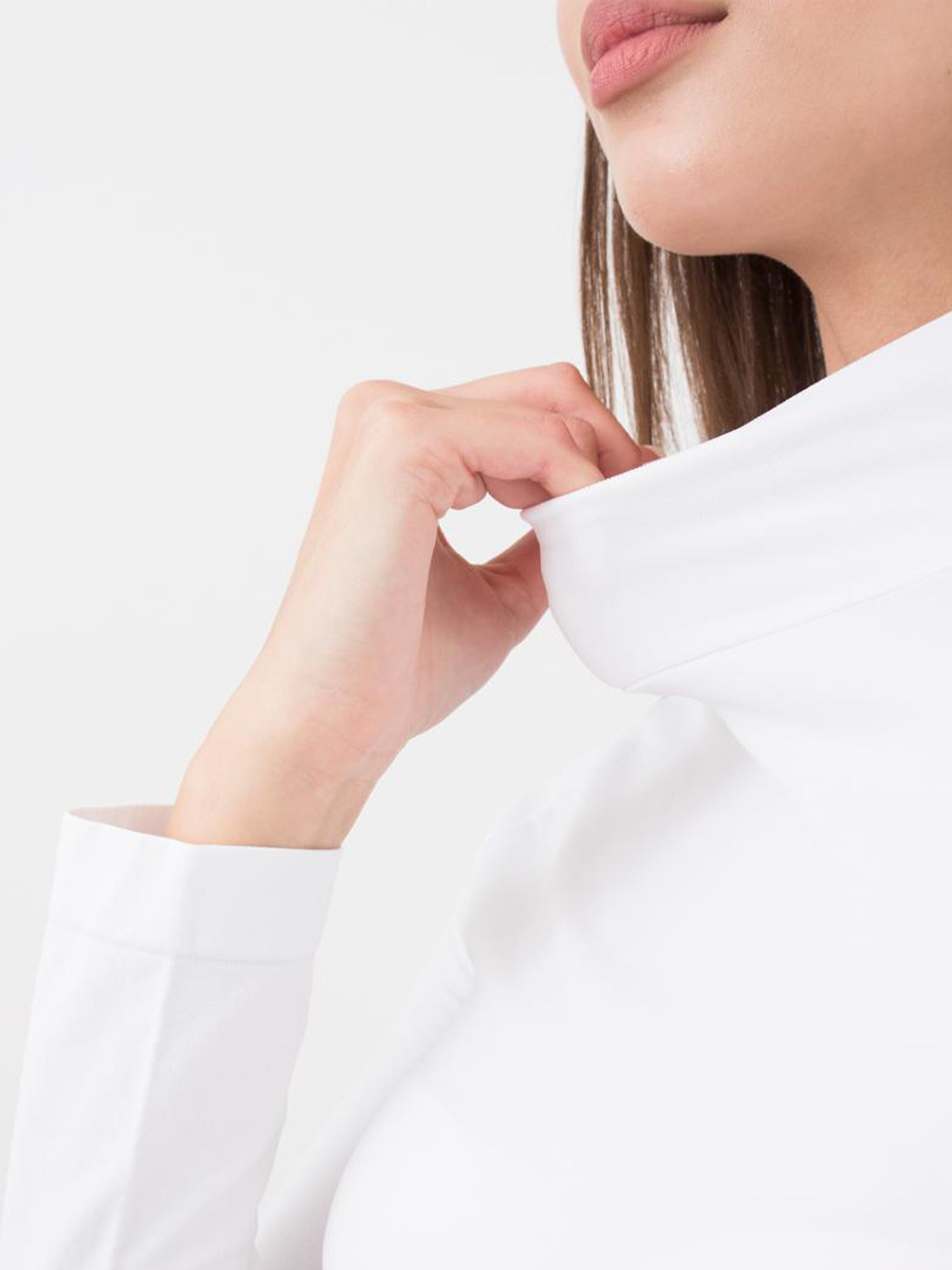 Seamless Turtleneck Long Sleeve Top in White