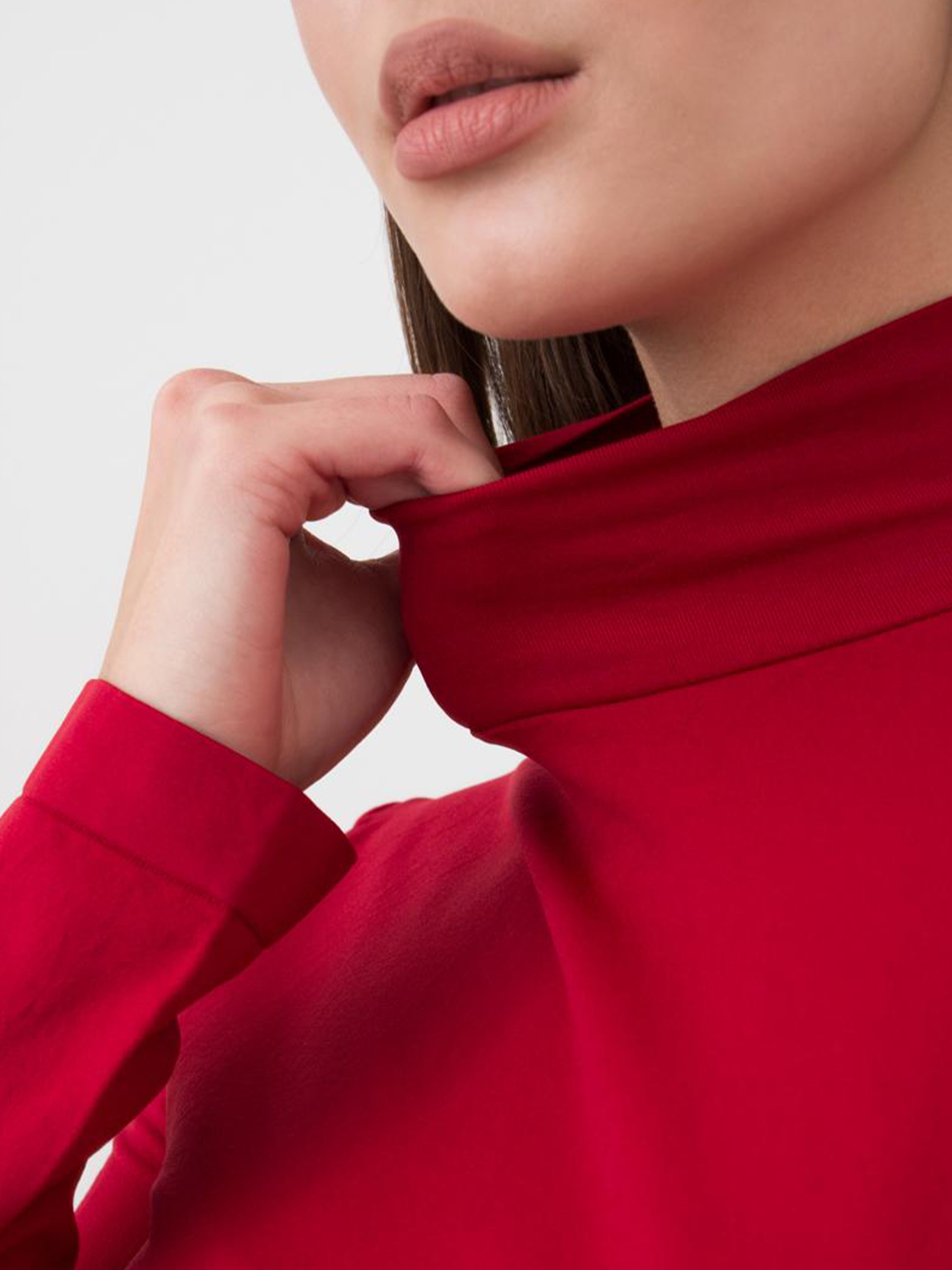 Seamless Turtleneck Long Sleeve Top in Wine