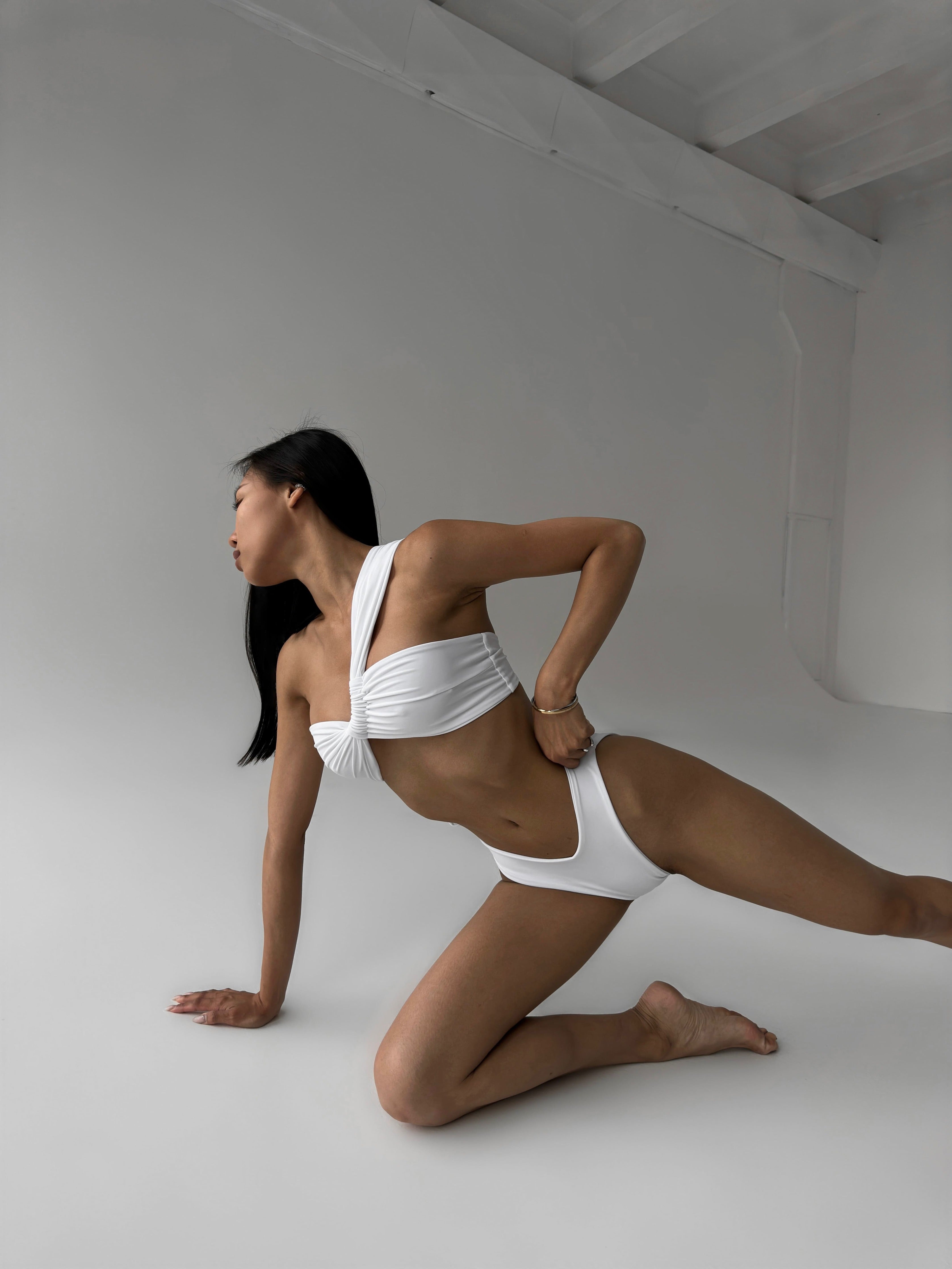 Pearl Bandeau Bikini Set in White