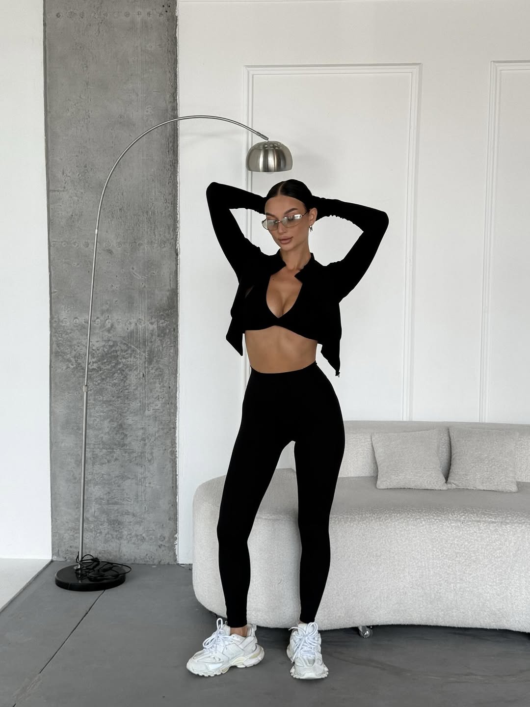 Nyx Zip-Up Long-Sleeve Top in Black