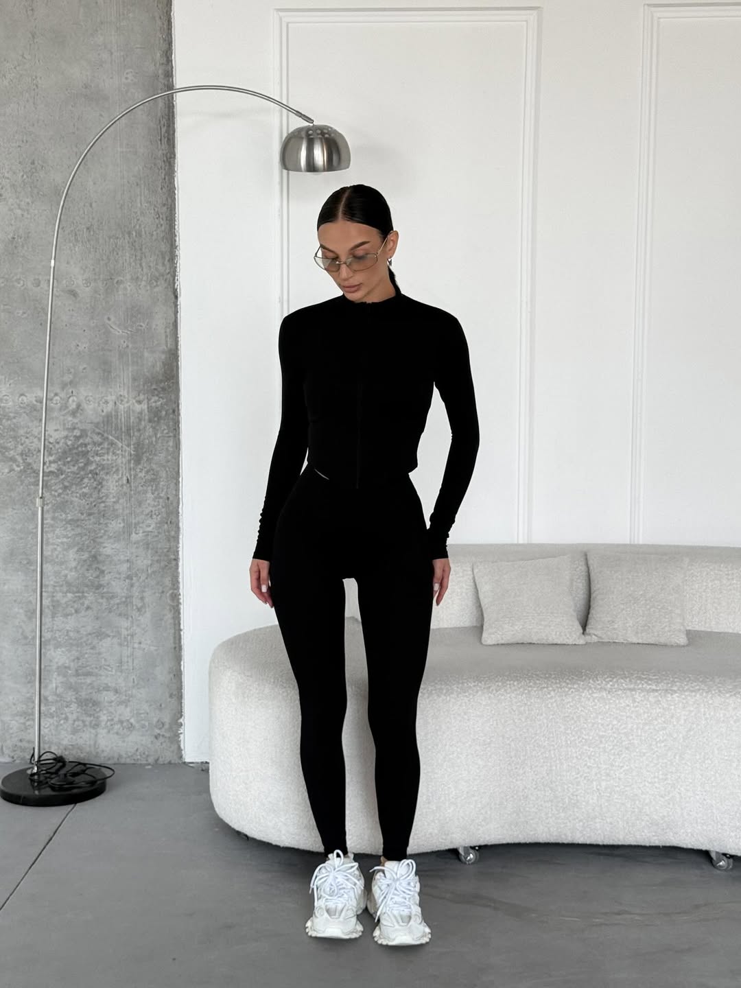 Nyx Zip-Up Long-Sleeve Top in Black