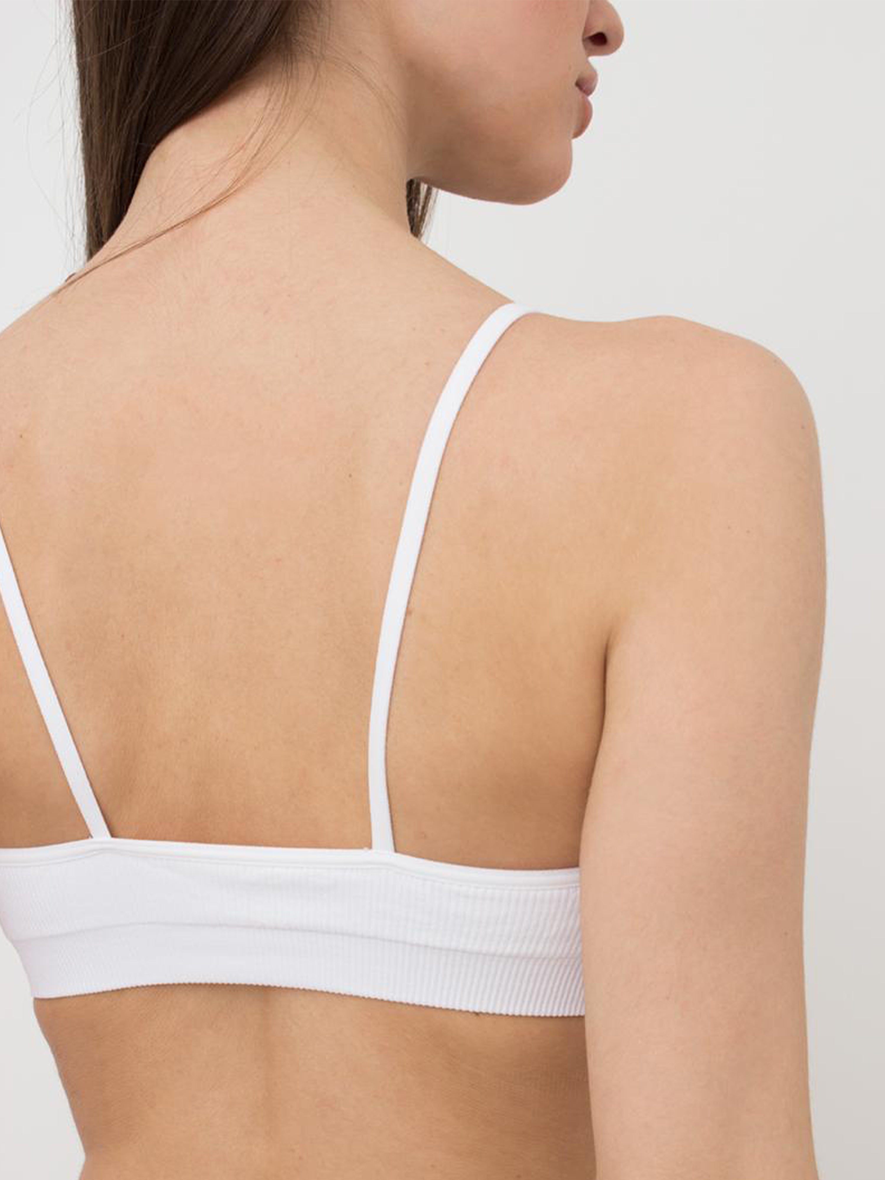 Seamless Ribbed Cami Bra in White