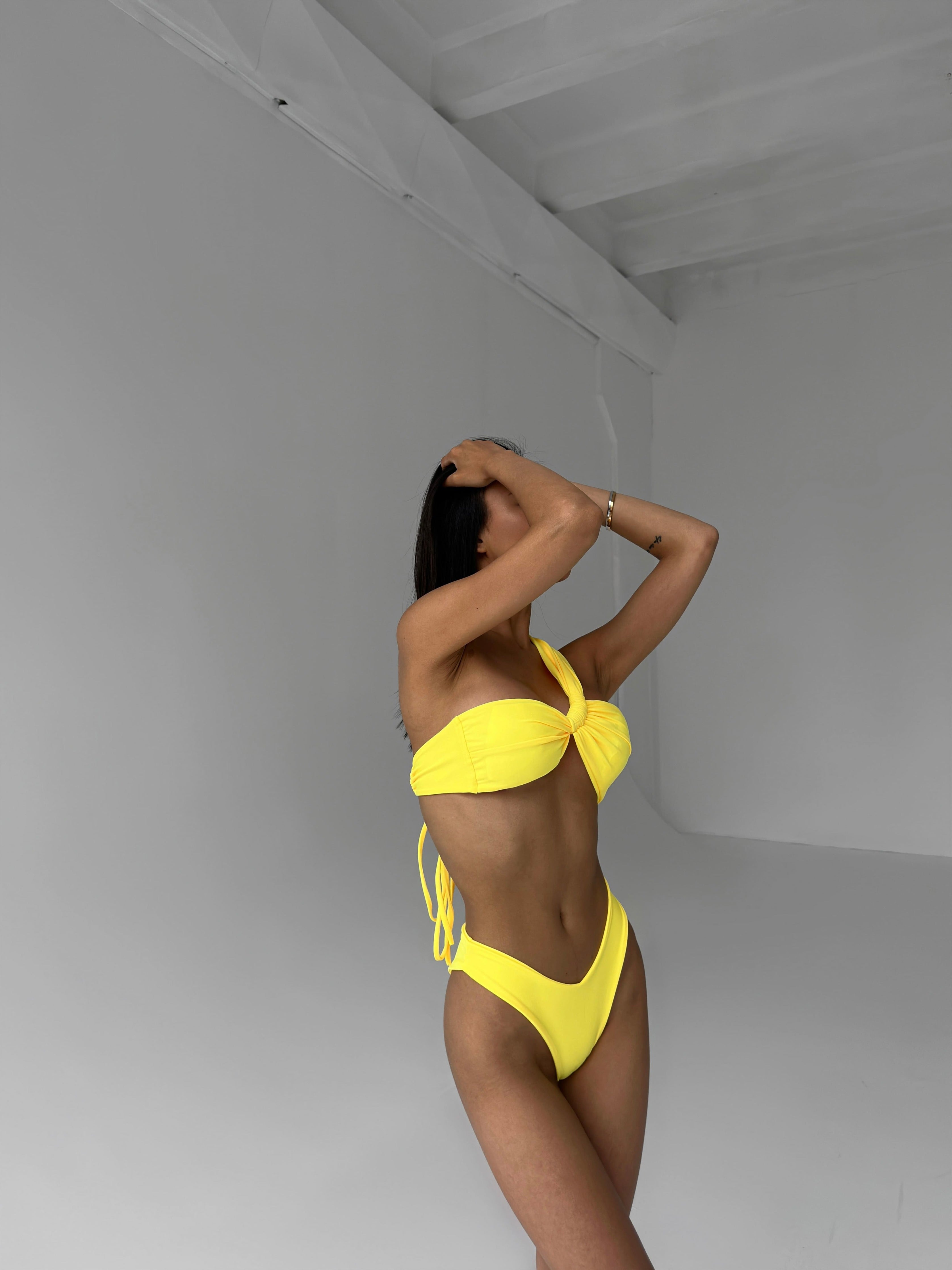 Pearl Bandeau Bikini Set in Yellow