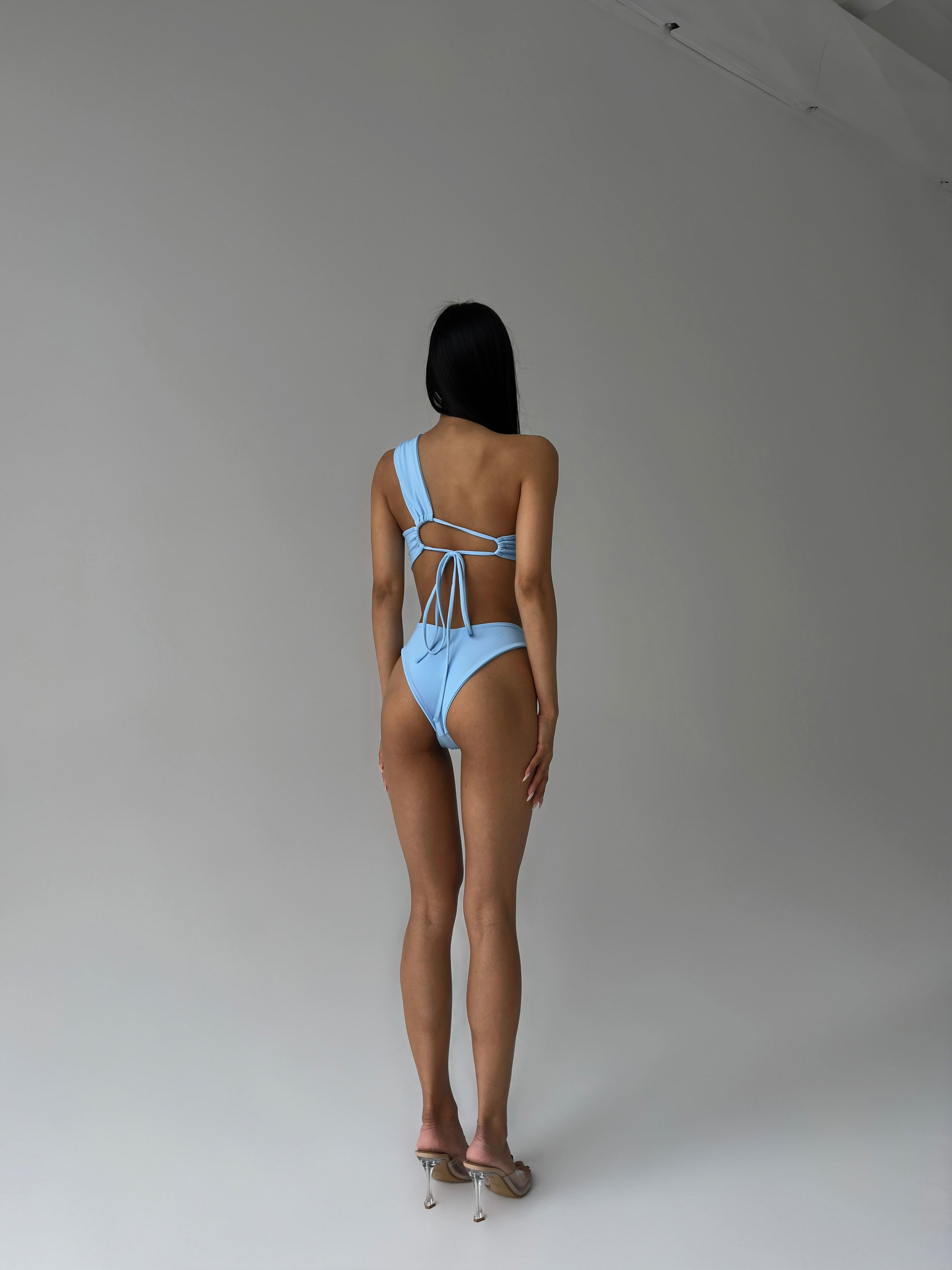 Pearl Bandeau Bikini Set in Baby Blue