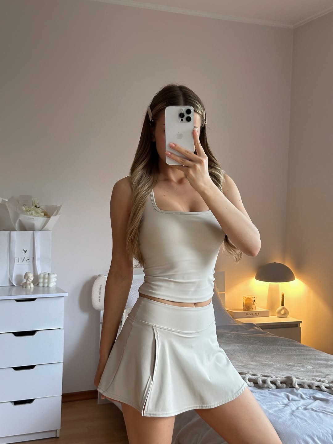 Doll High-Waist Sports Skort in Ivory