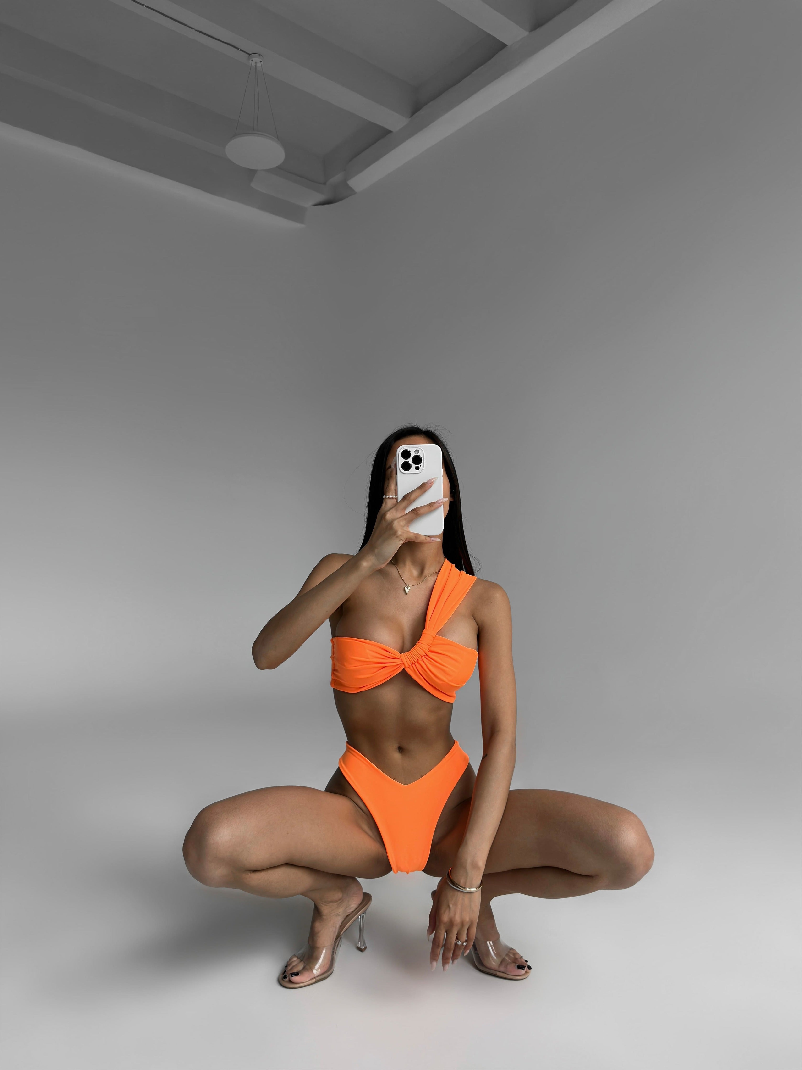 Pearl Bandeau Bikini Set in Orange