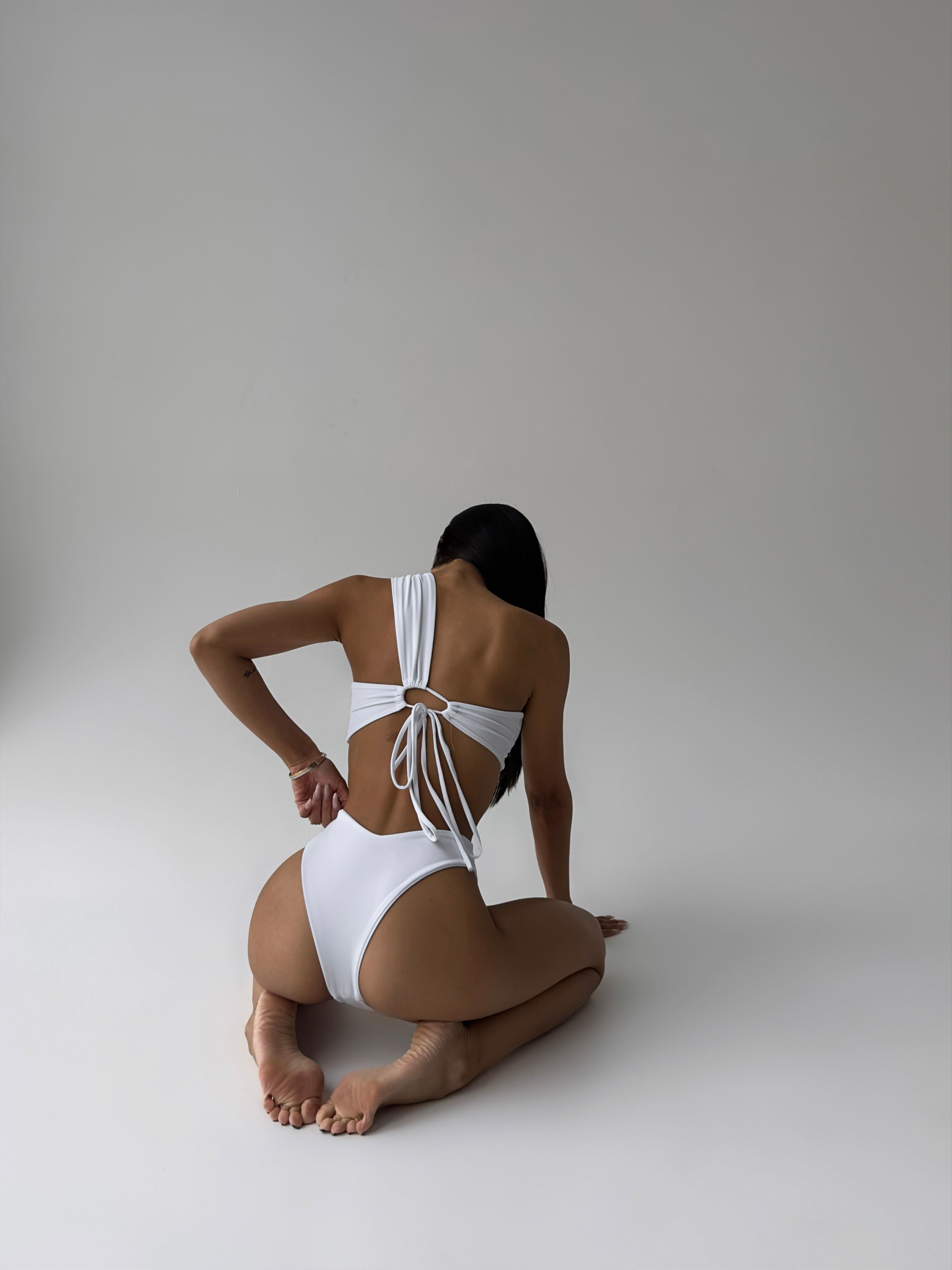 Pearl Bandeau Bikini Set in White