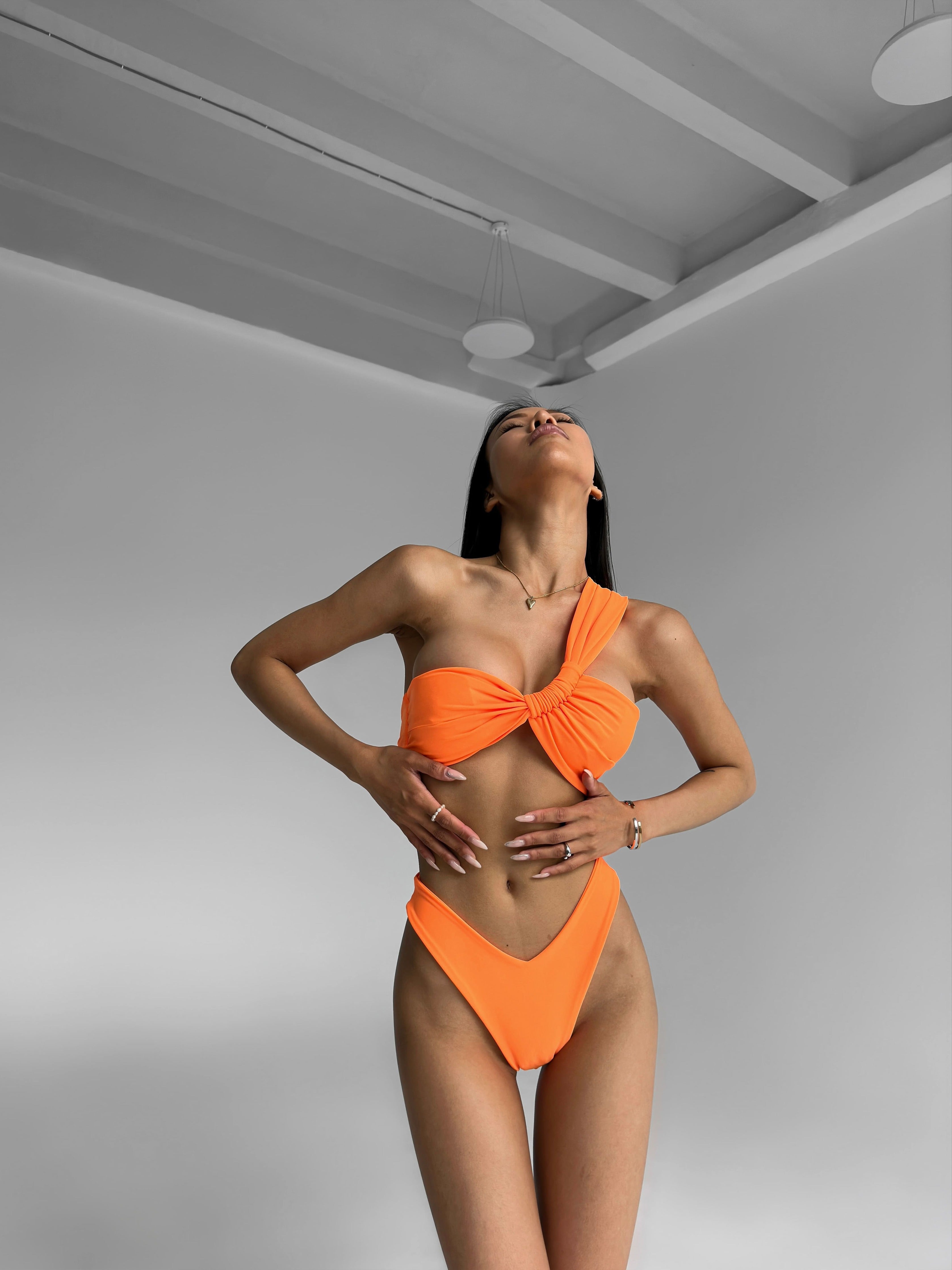 Pearl Bandeau Bikini Set in Orange