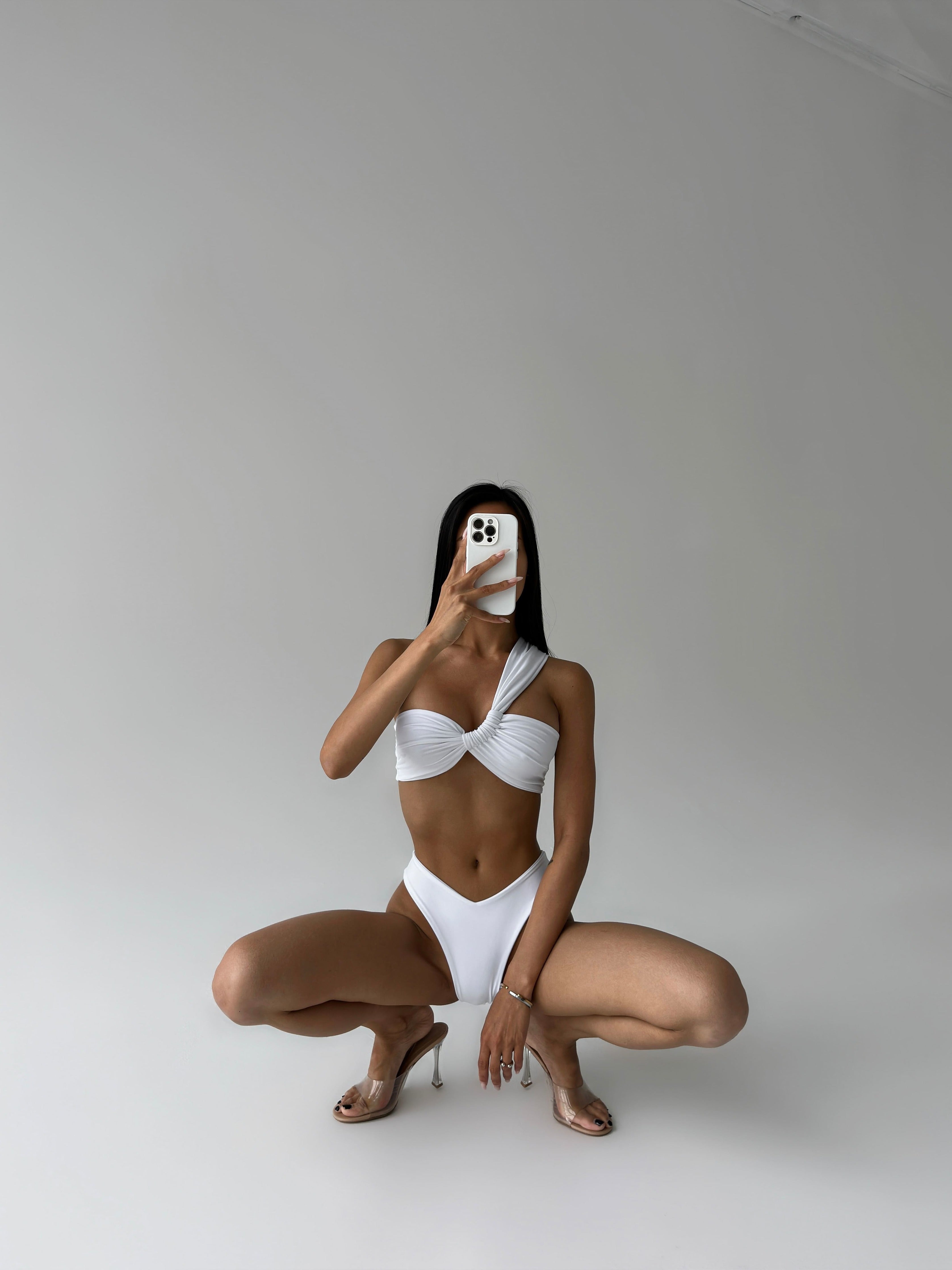 Pearl Bandeau Bikini Set in White