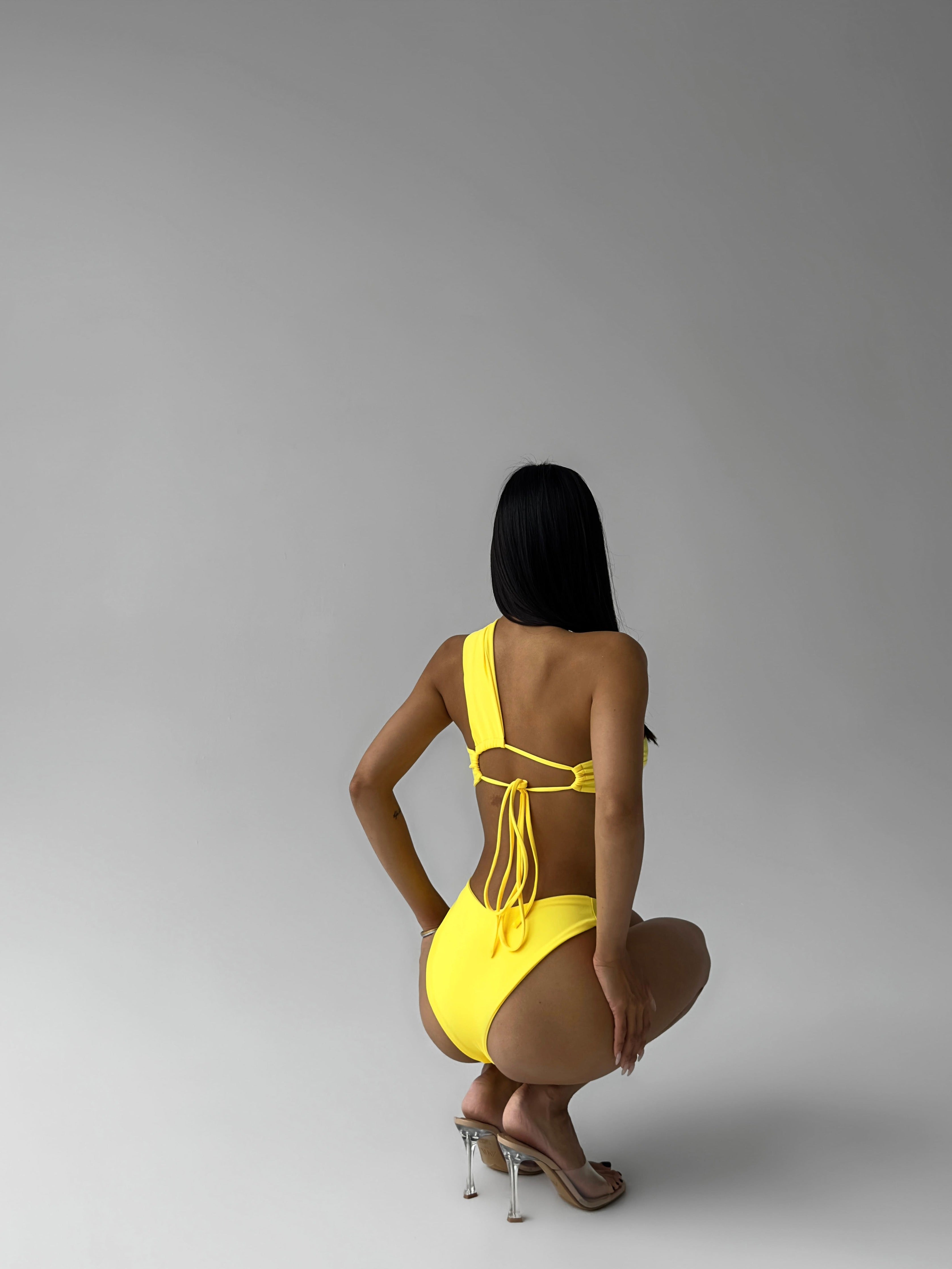 Pearl Bandeau Bikini Set in Yellow