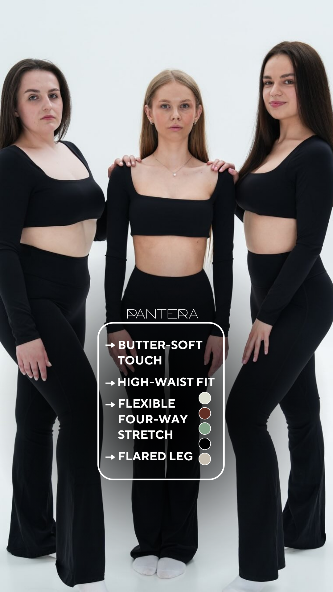 Diva Long-Sleeve Crop Top in Black
