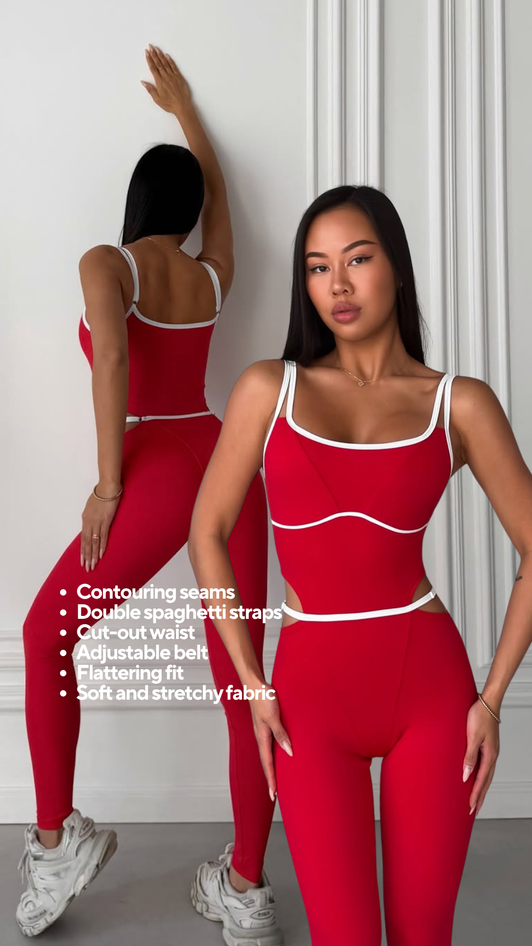 Galaxy Strappy Contour Cut Out Unitard Jumpsuit in Red