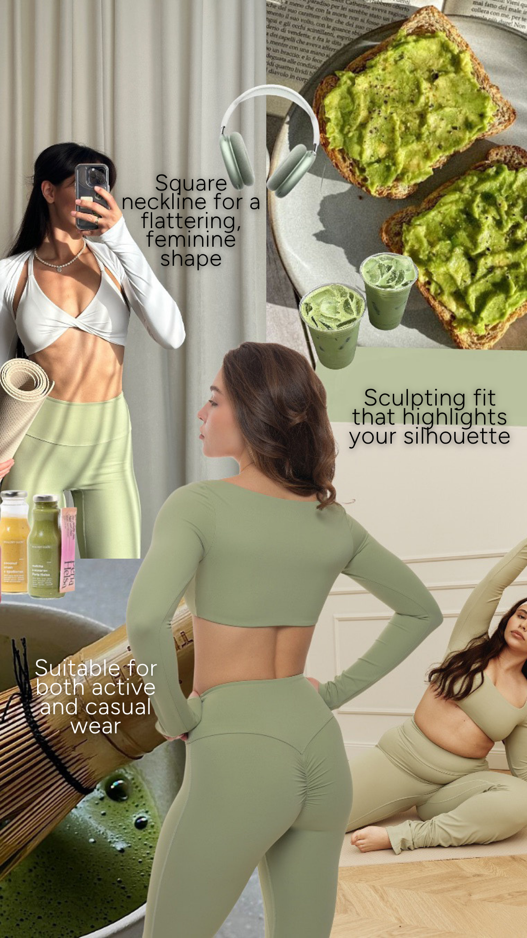 Diva Long-Sleeve Crop Top in Khaki