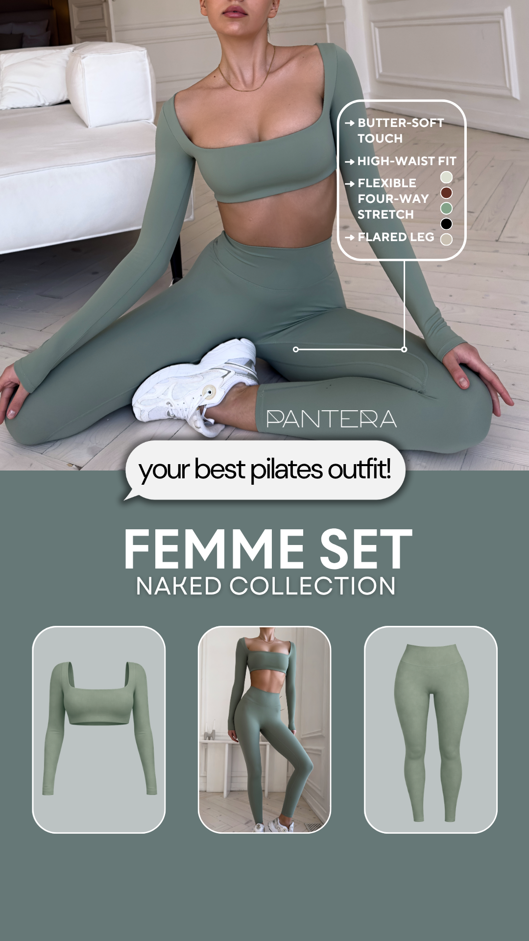 Femme High-Waist Scrunch Leggings in Khaki