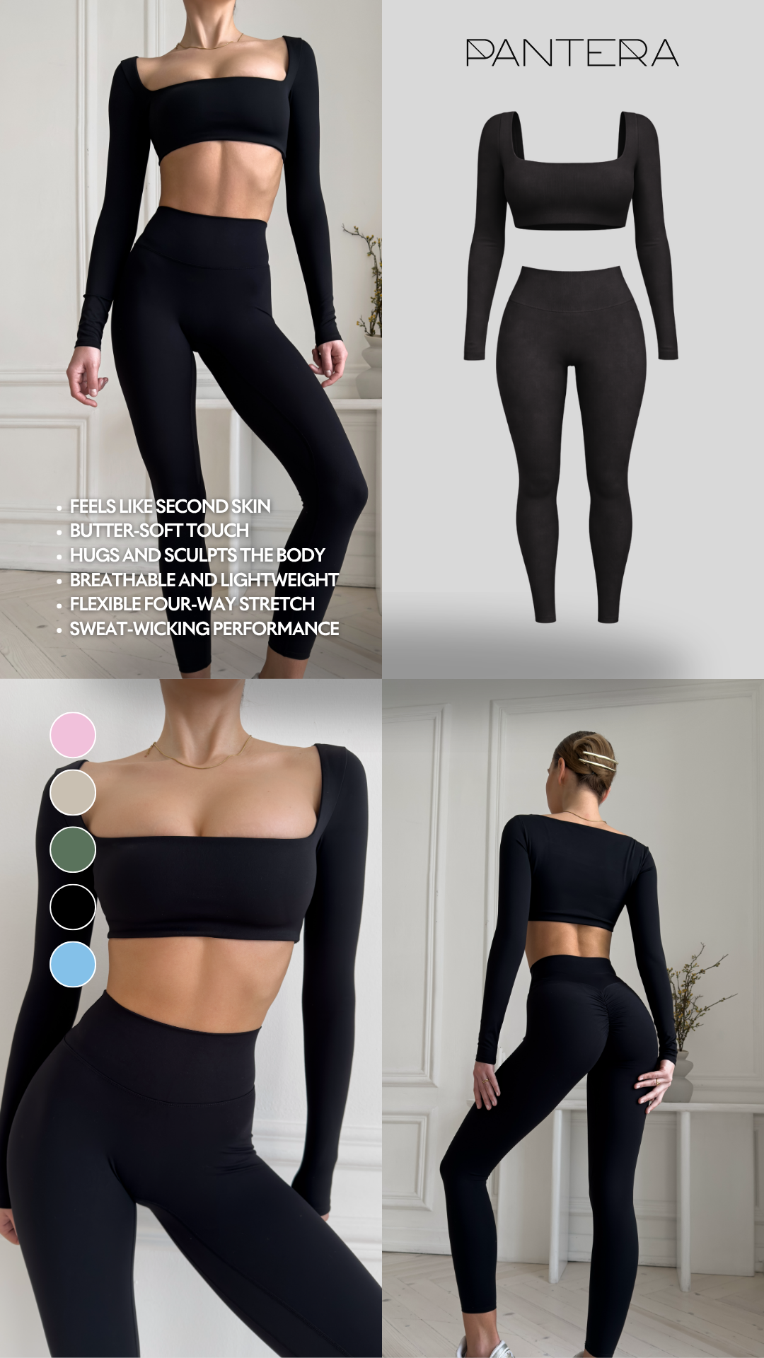 Femme Long-Sleeve Crop Top in Black