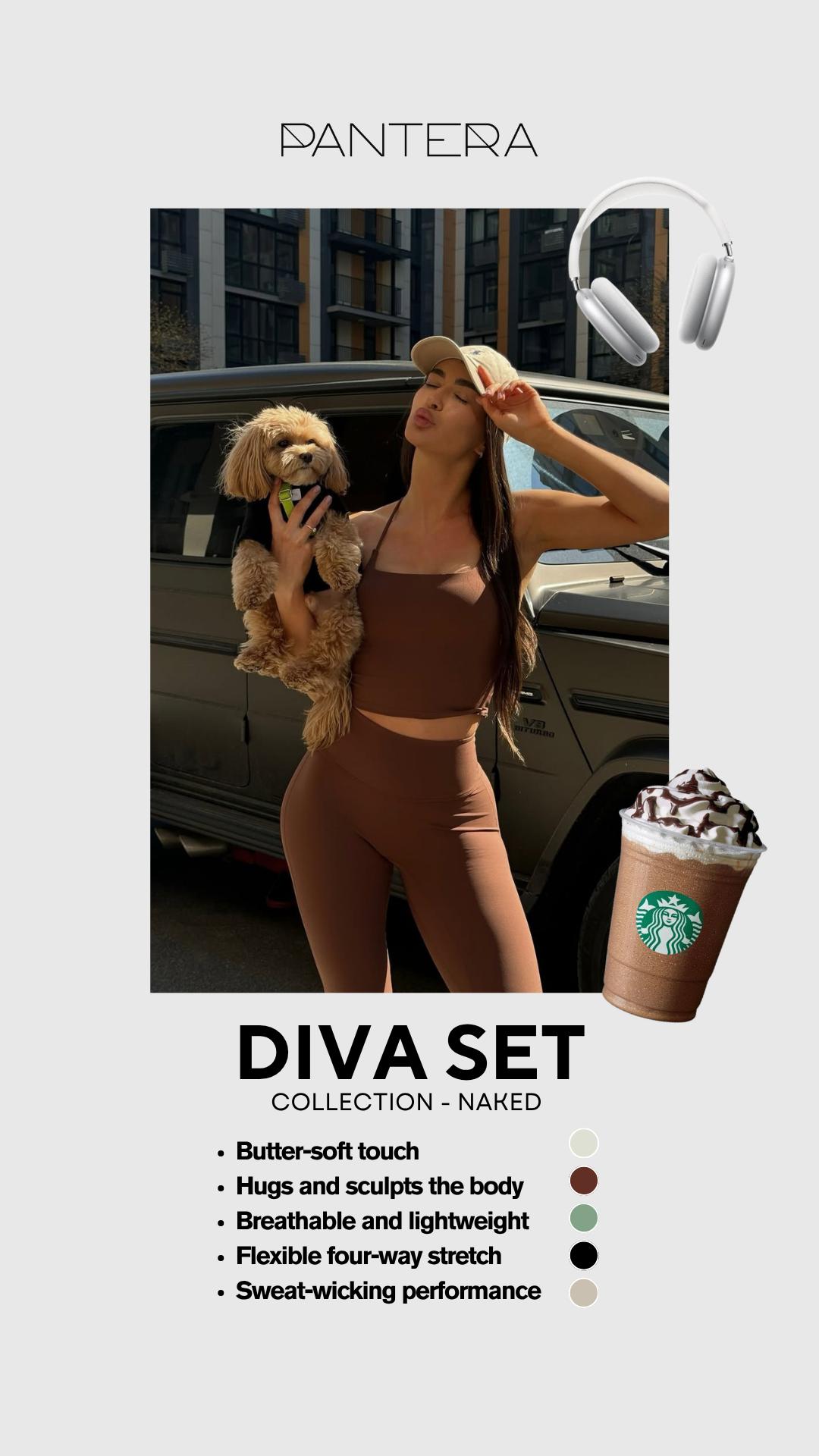 Diva Strappy Built-In Bra Tank in Brown