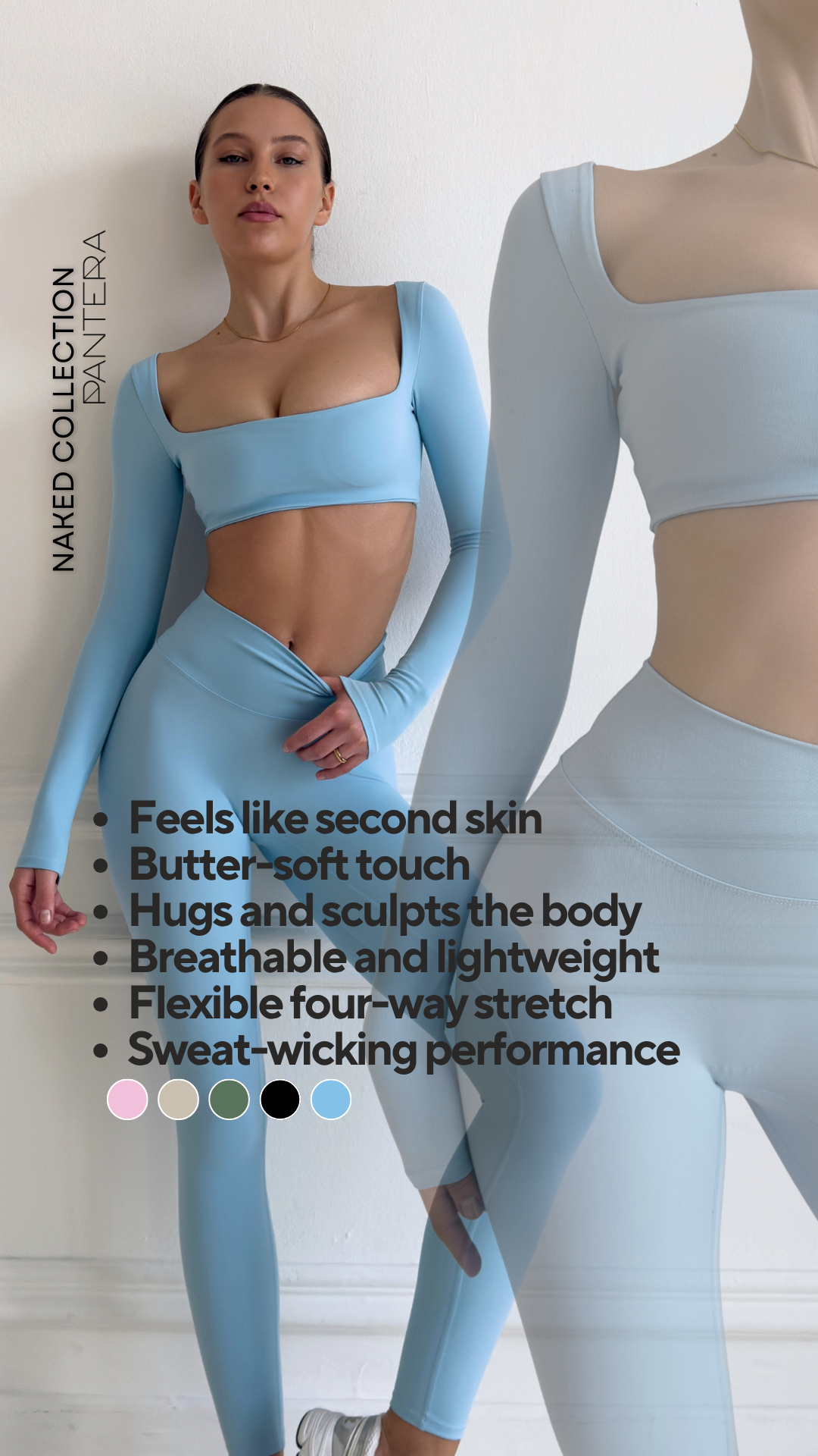 Femme Long-Sleeve Crop Top in Baby Blue