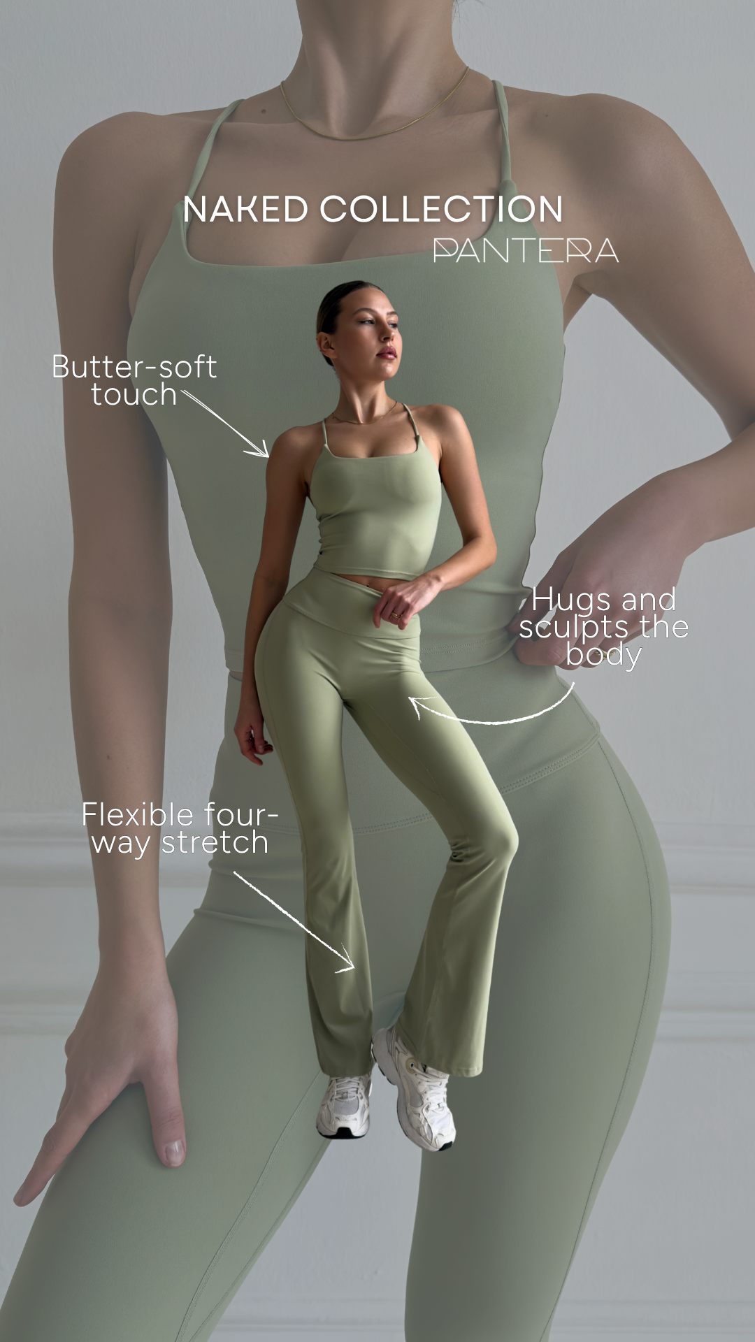 Diva Strappy Built-In Bra Tank in Khaki