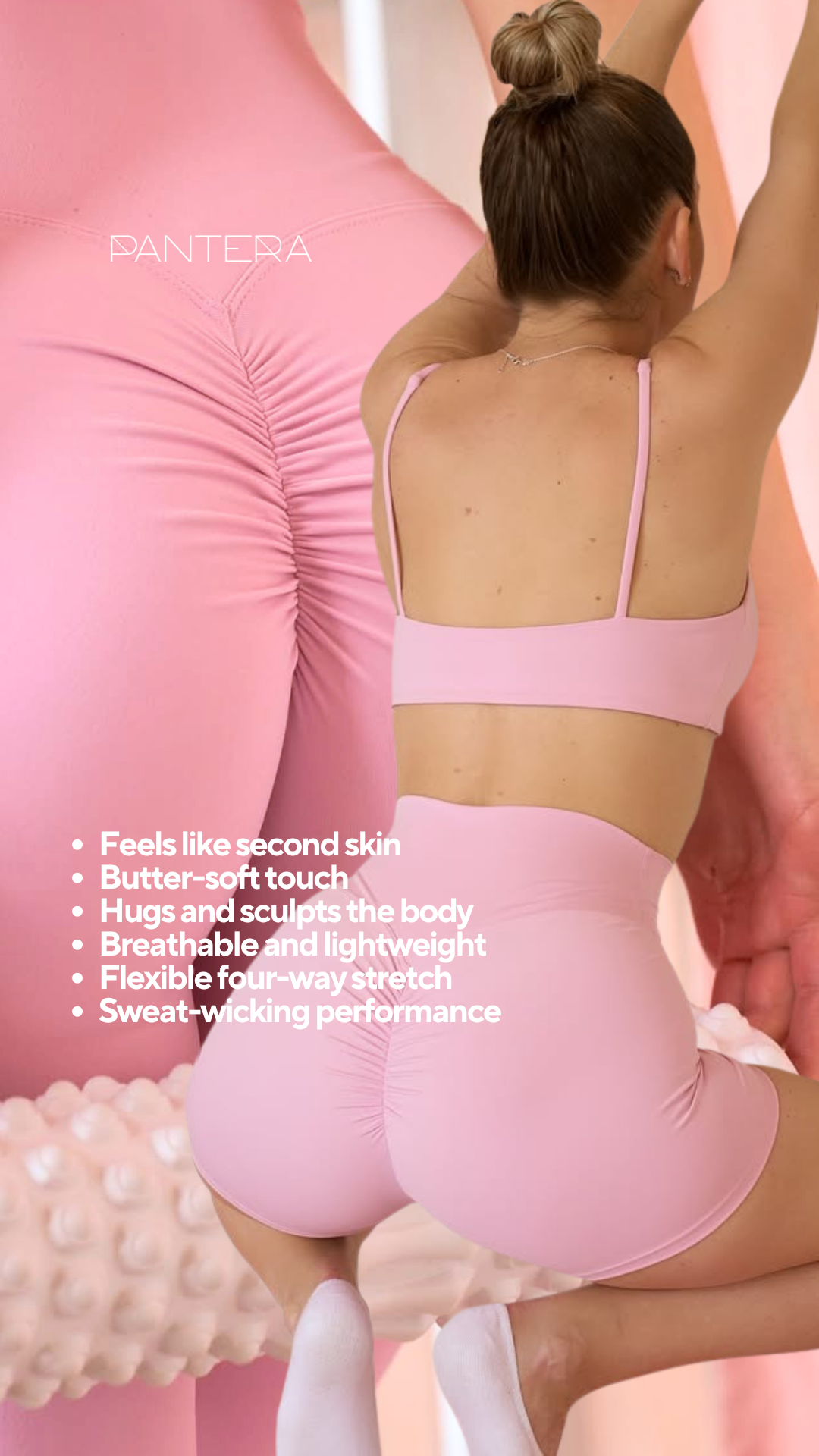 Femme High-Waist Scrunch Cycling Shorts in Baby Pink
