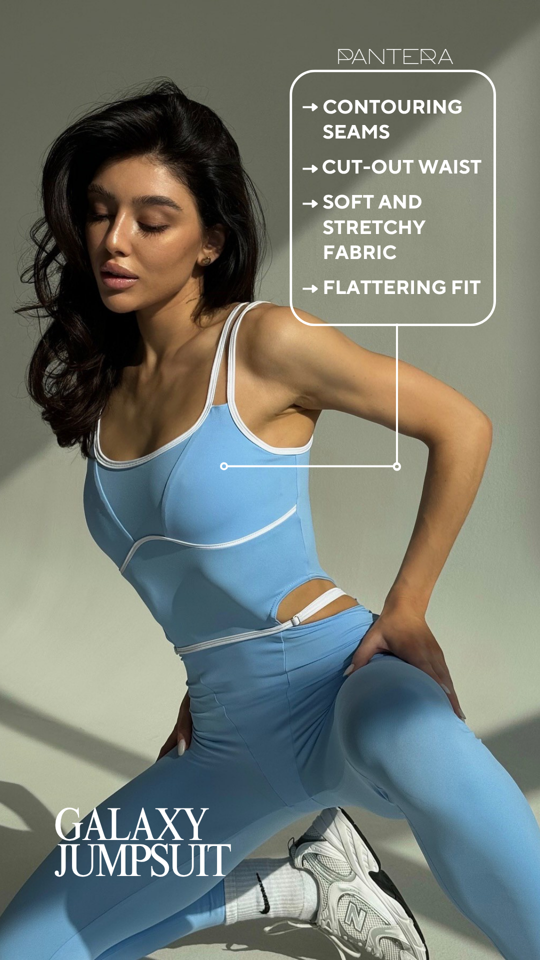 Galaxy Strappy Contour Cut Out Unitard Jumpsuit in Sky Blue