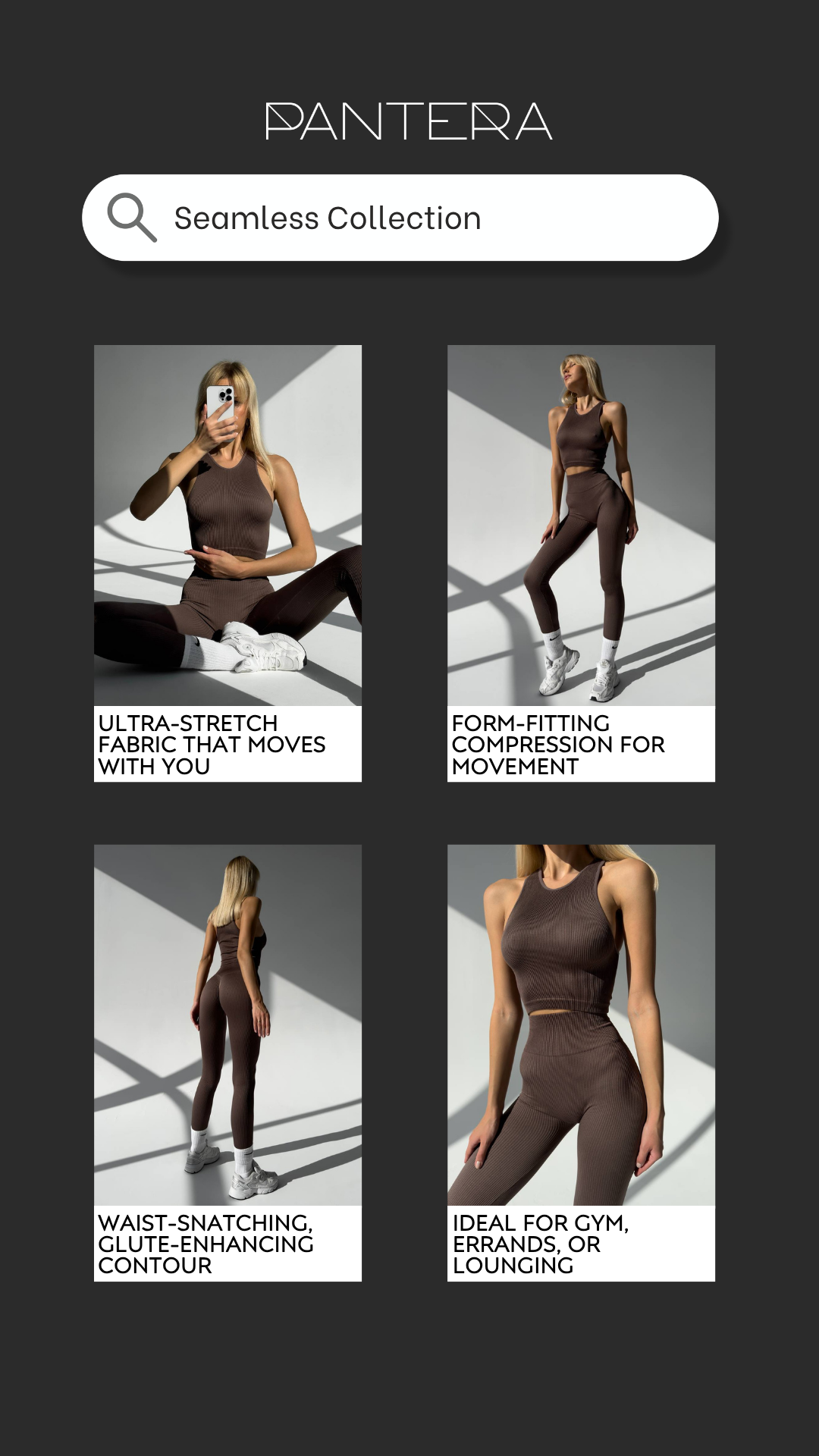 Seamless Ribbed Halter Crop Top in Brown