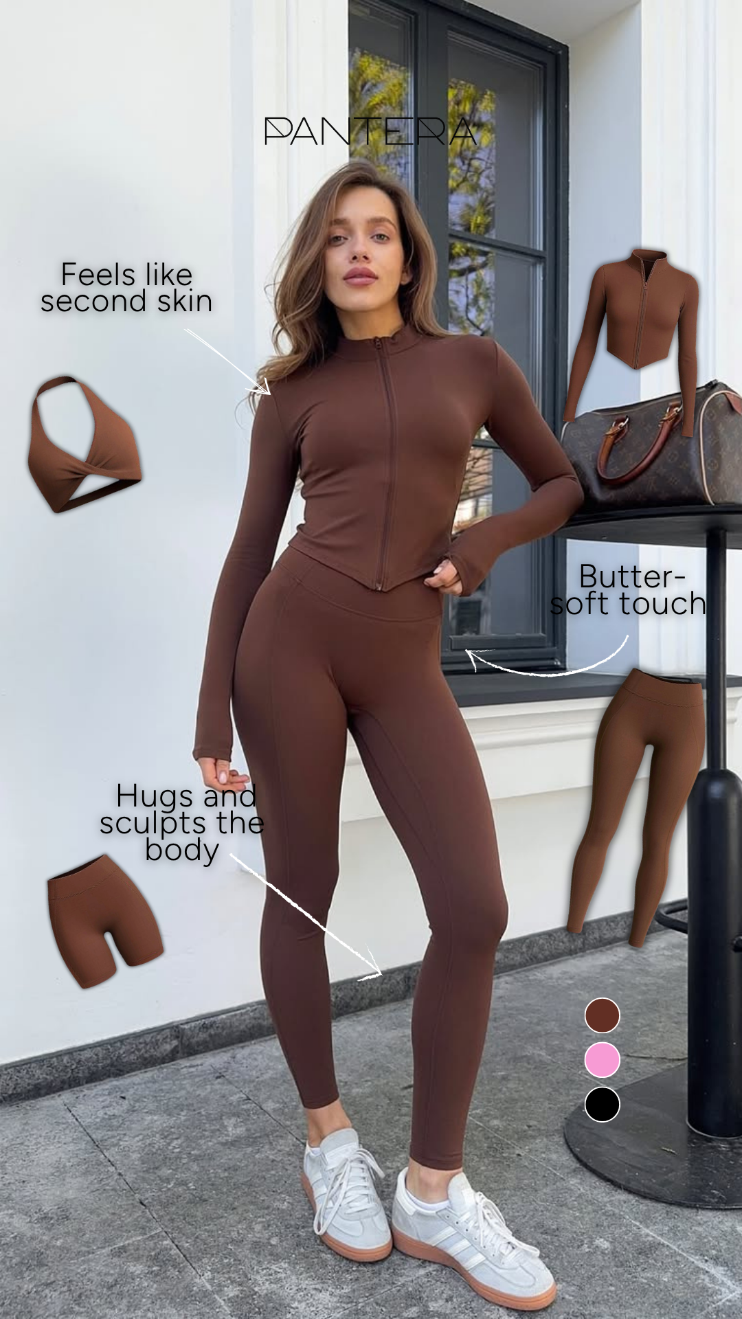Nyx High-Waist Basic Leggings in Brown
