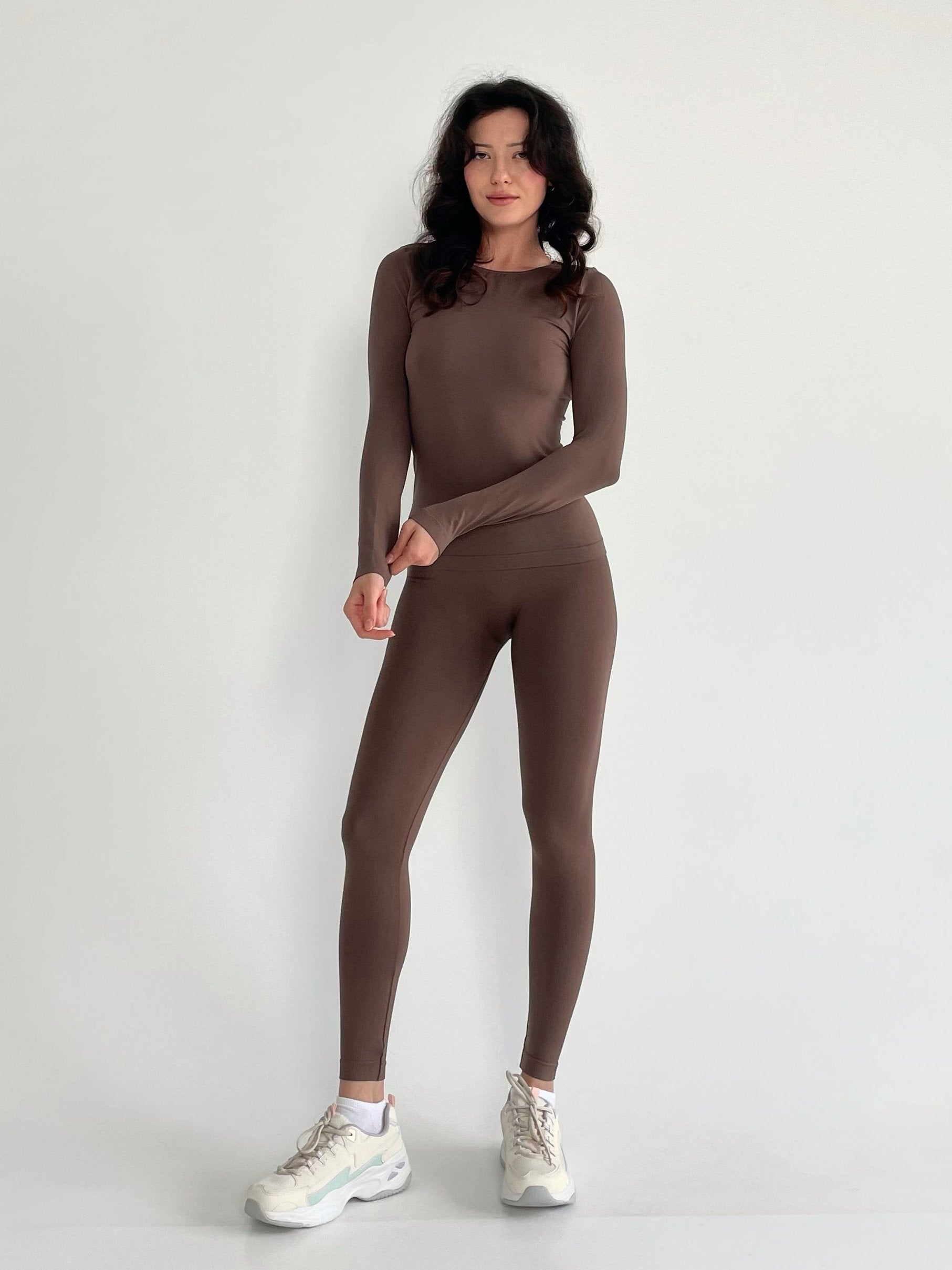 Seamless High Waist Leggings in Brown