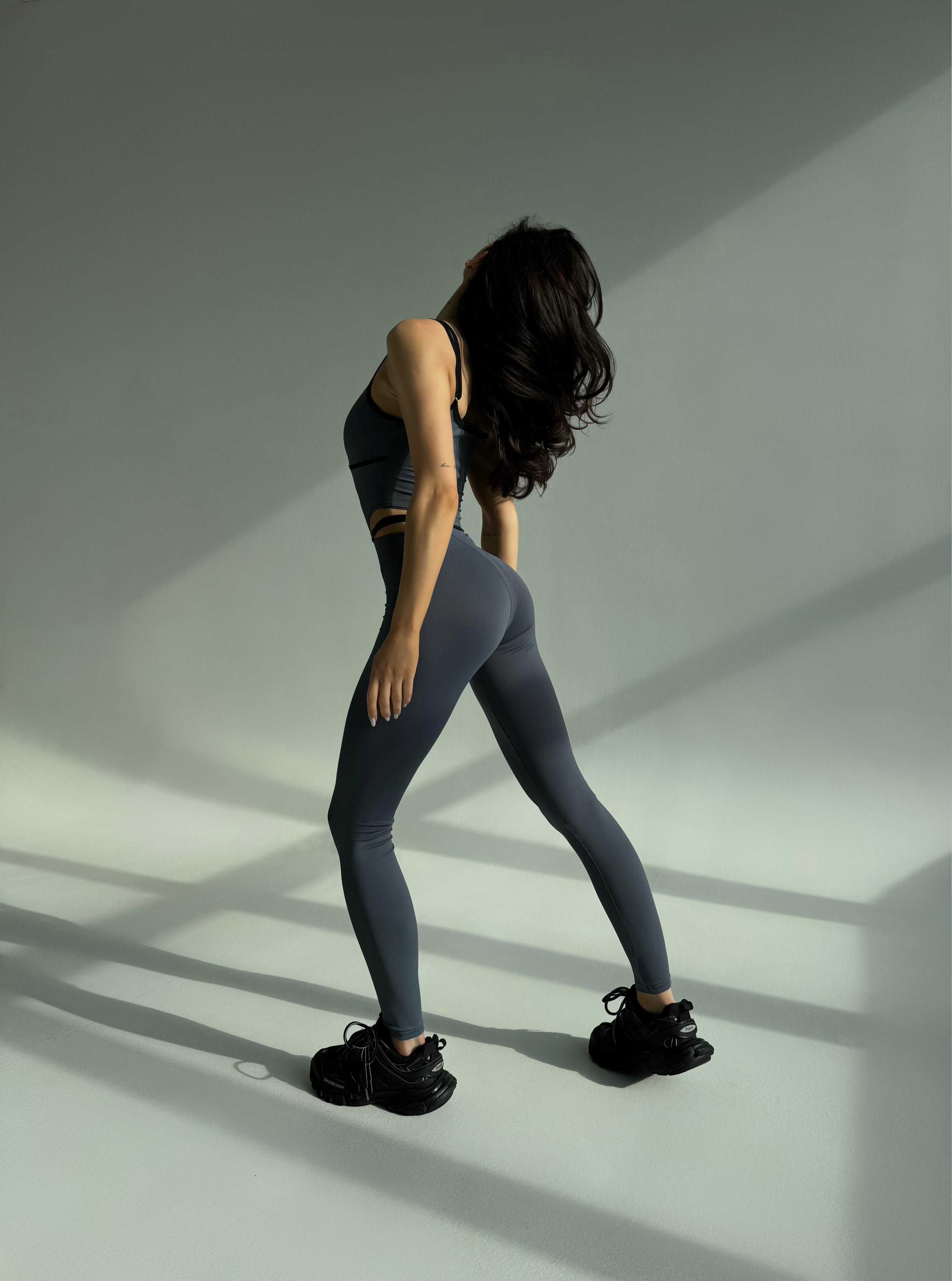 Galaxy Strappy Contour Cut Out Unitard Jumpsuit in Gray