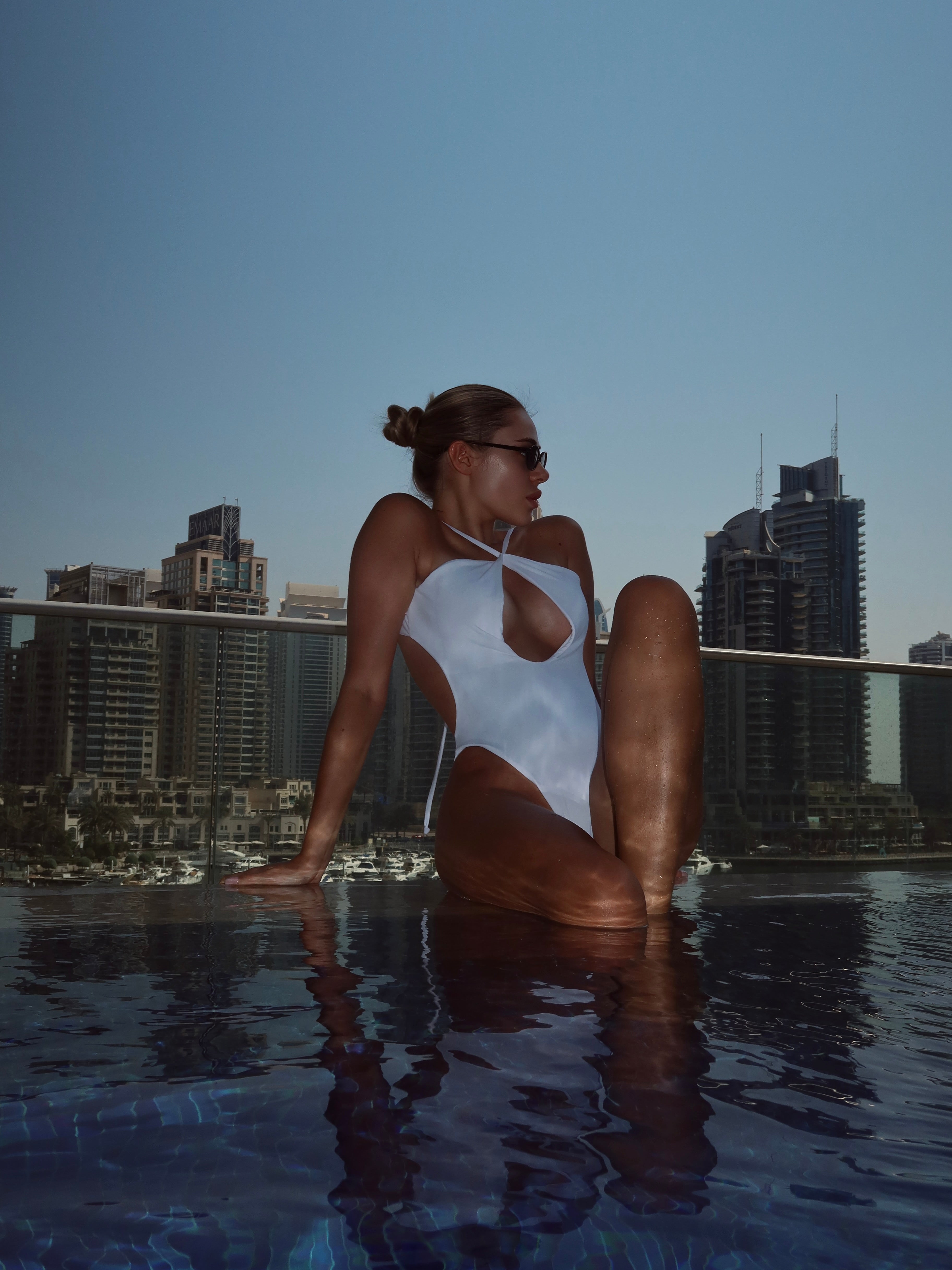 Neva Criss Cross Cut Out Front One Piece in White