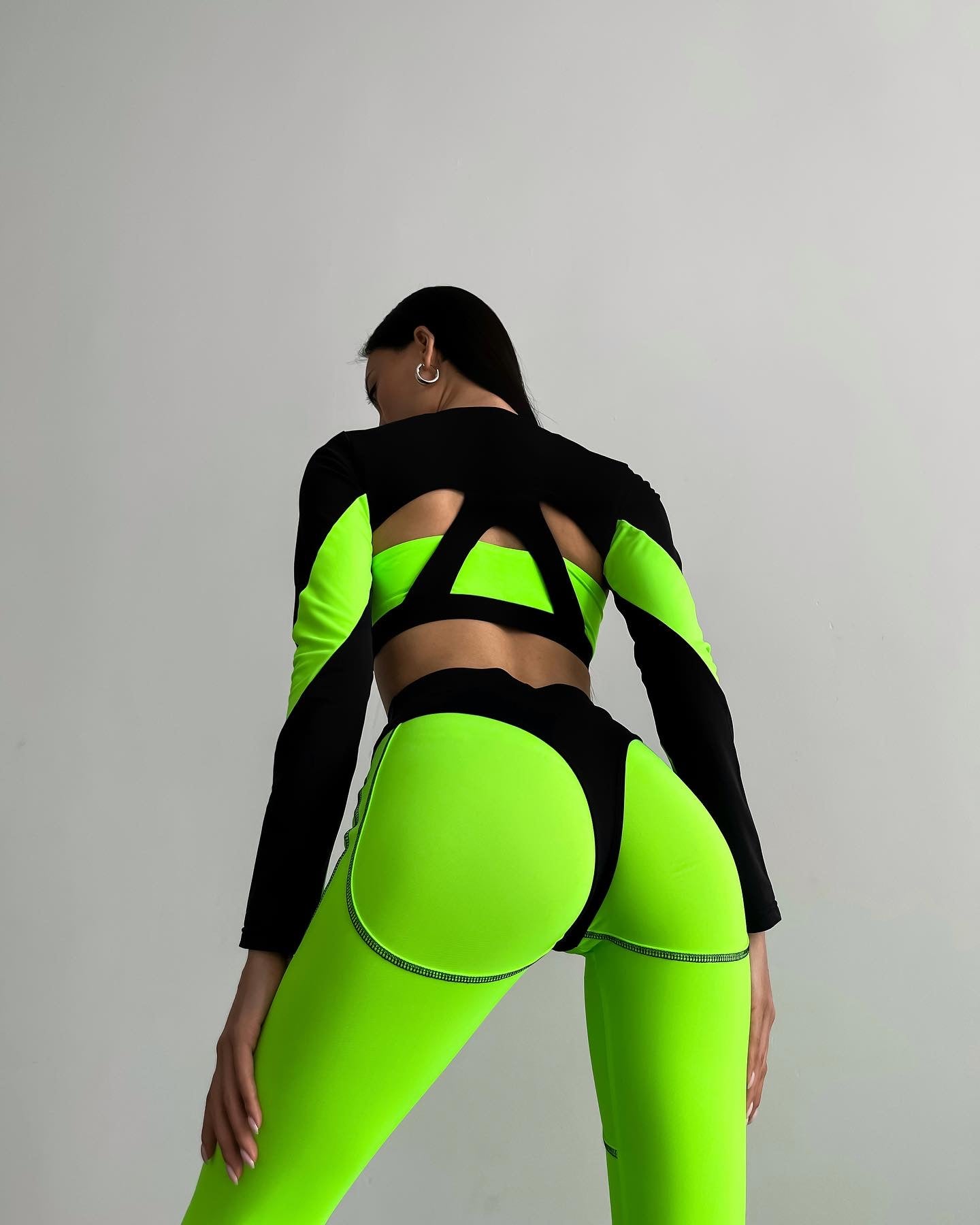 GalaxyX Contrasting Insert Long Sleeve Shrug in Neon Green