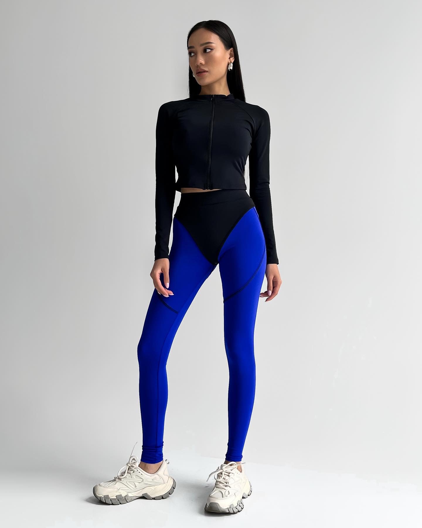 GalaxyX Push Up Contrast Contour Seam Leggings in Electric Blue