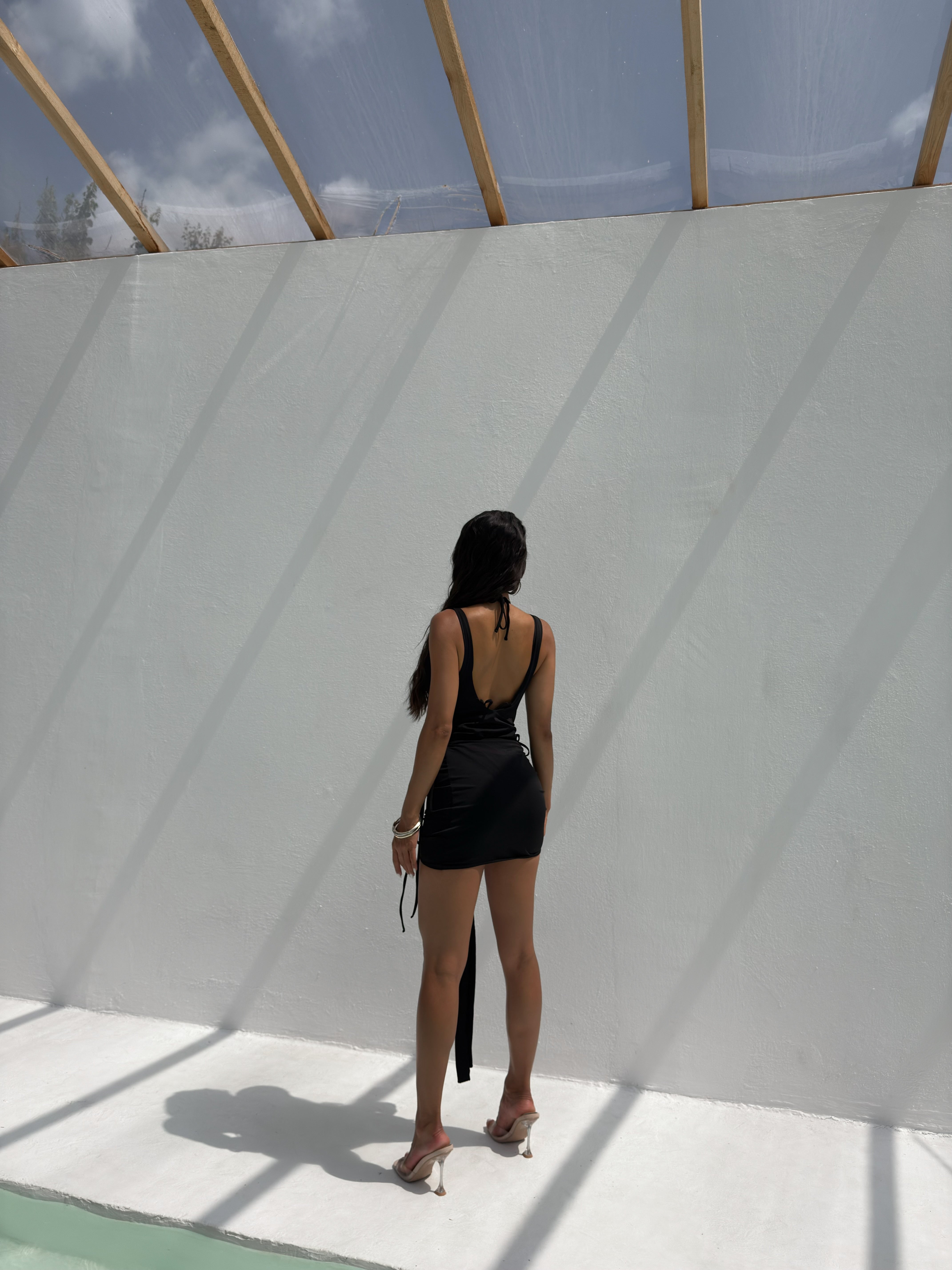 Aperol 4-Piece Bikini Set with Topless One Piece and Sarong in Black