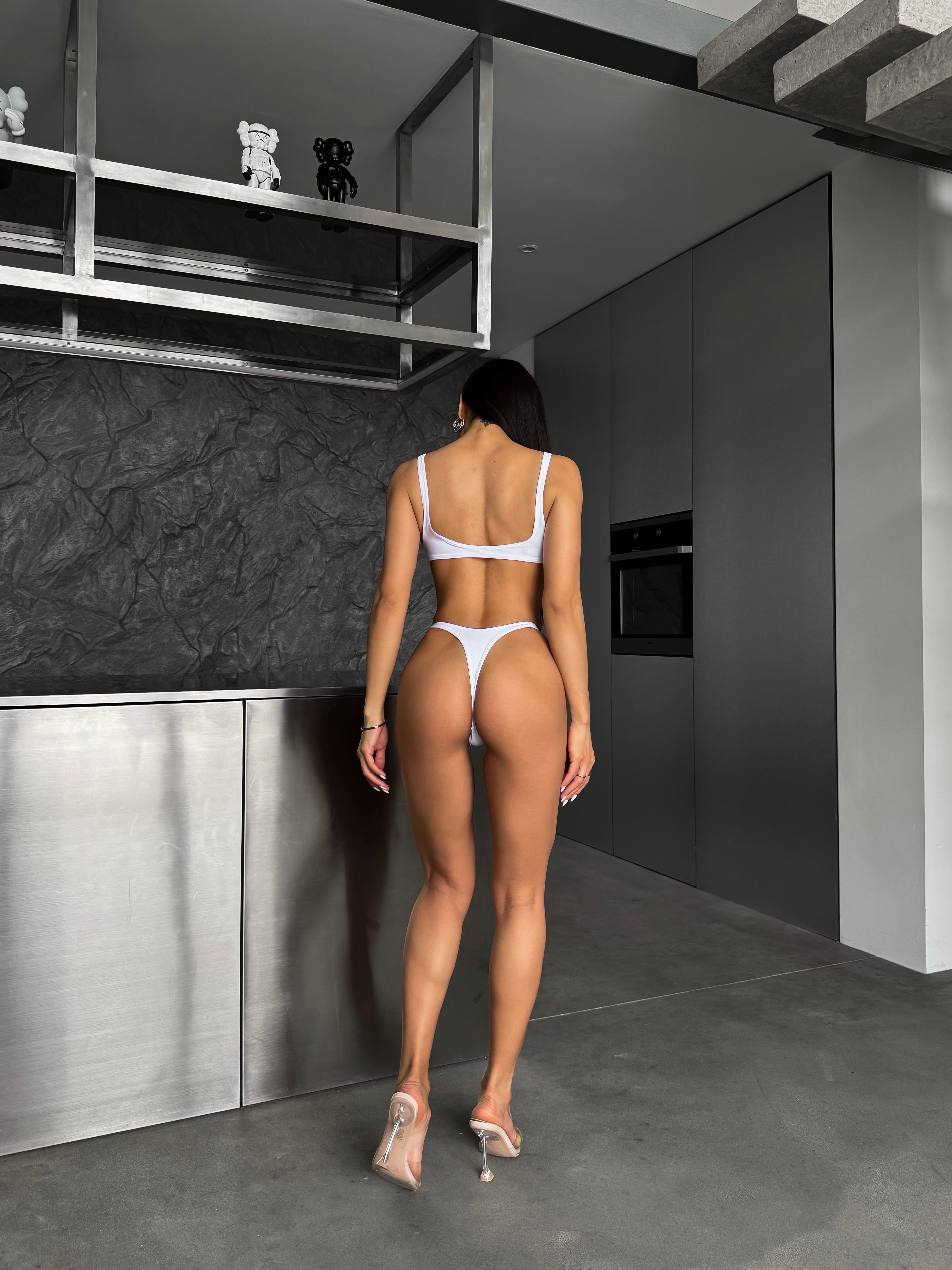 Ecstasy Scoop Neck Metal Detail Bikini Set in White