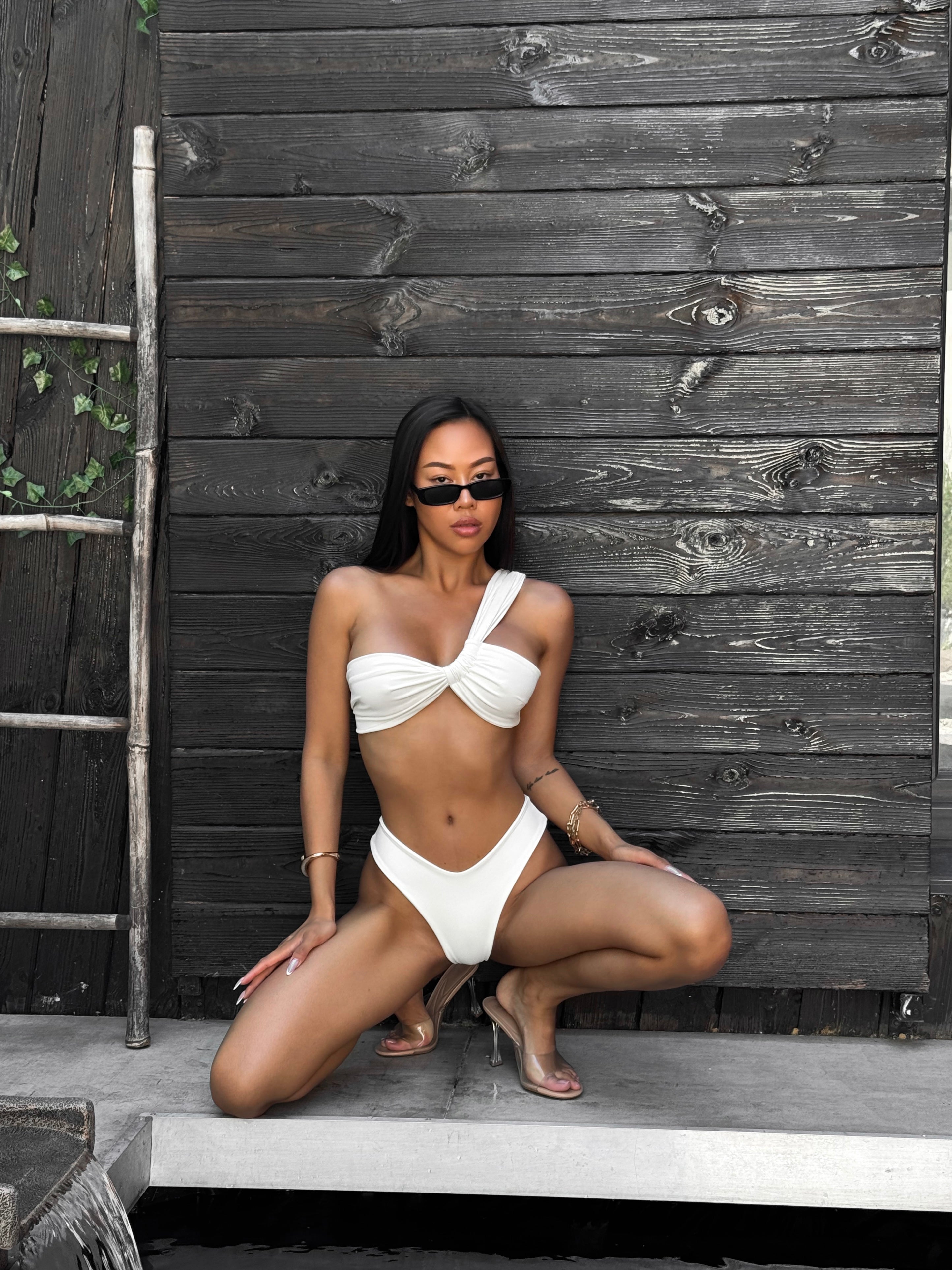 Pearl Bandeau Bikini Set in Milk