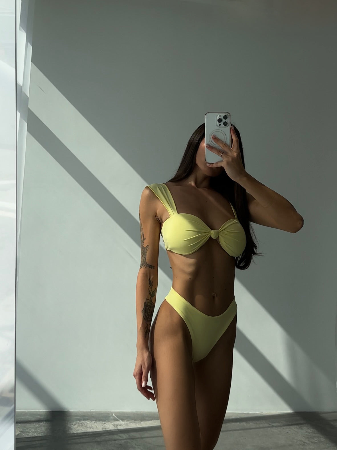 Monaco 3-Piece Knot Front Beach Skirt Bikini Set in Yellow