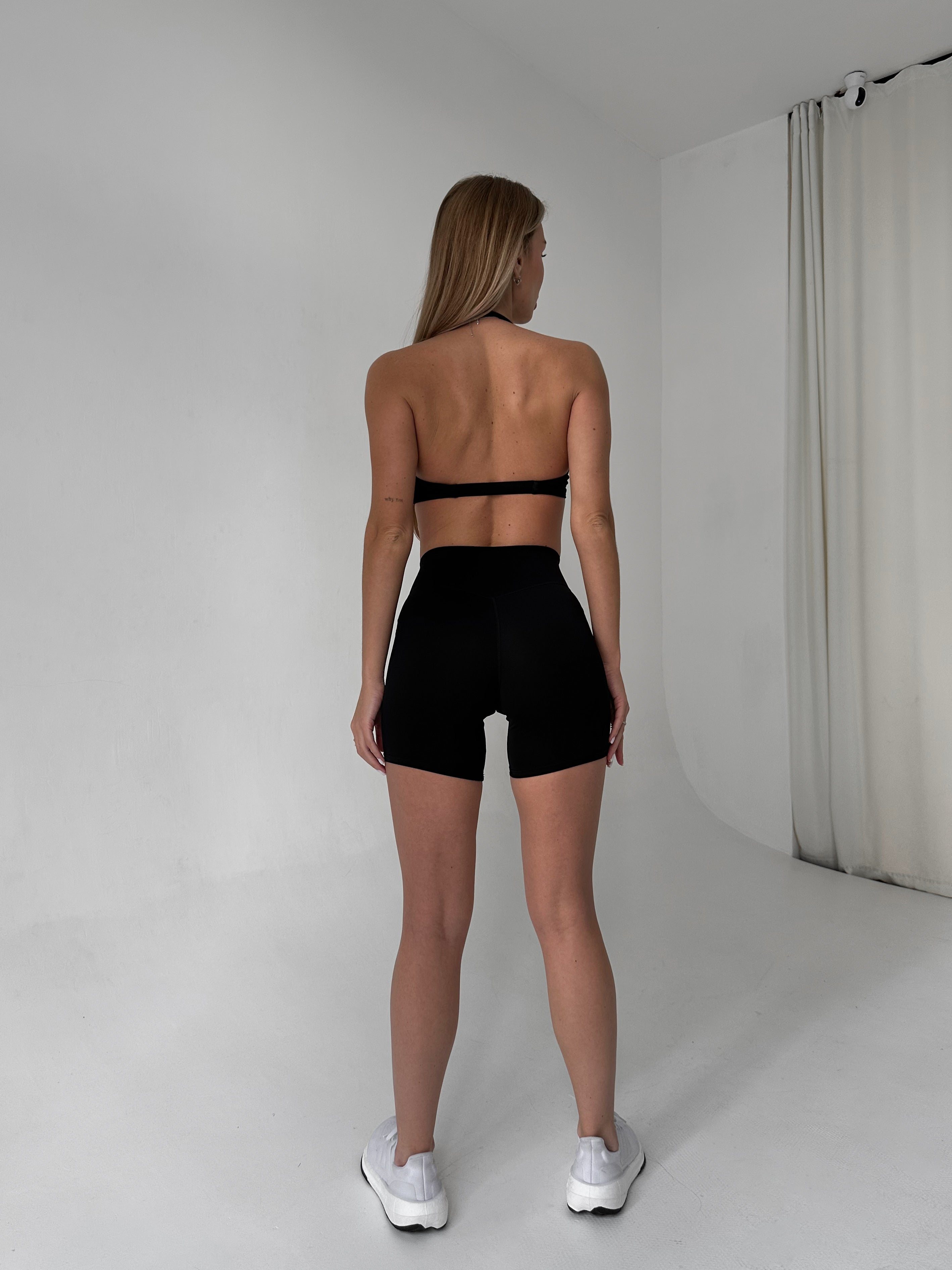 Pantera Halter Top & High-Waist Cycling Shorts in Black