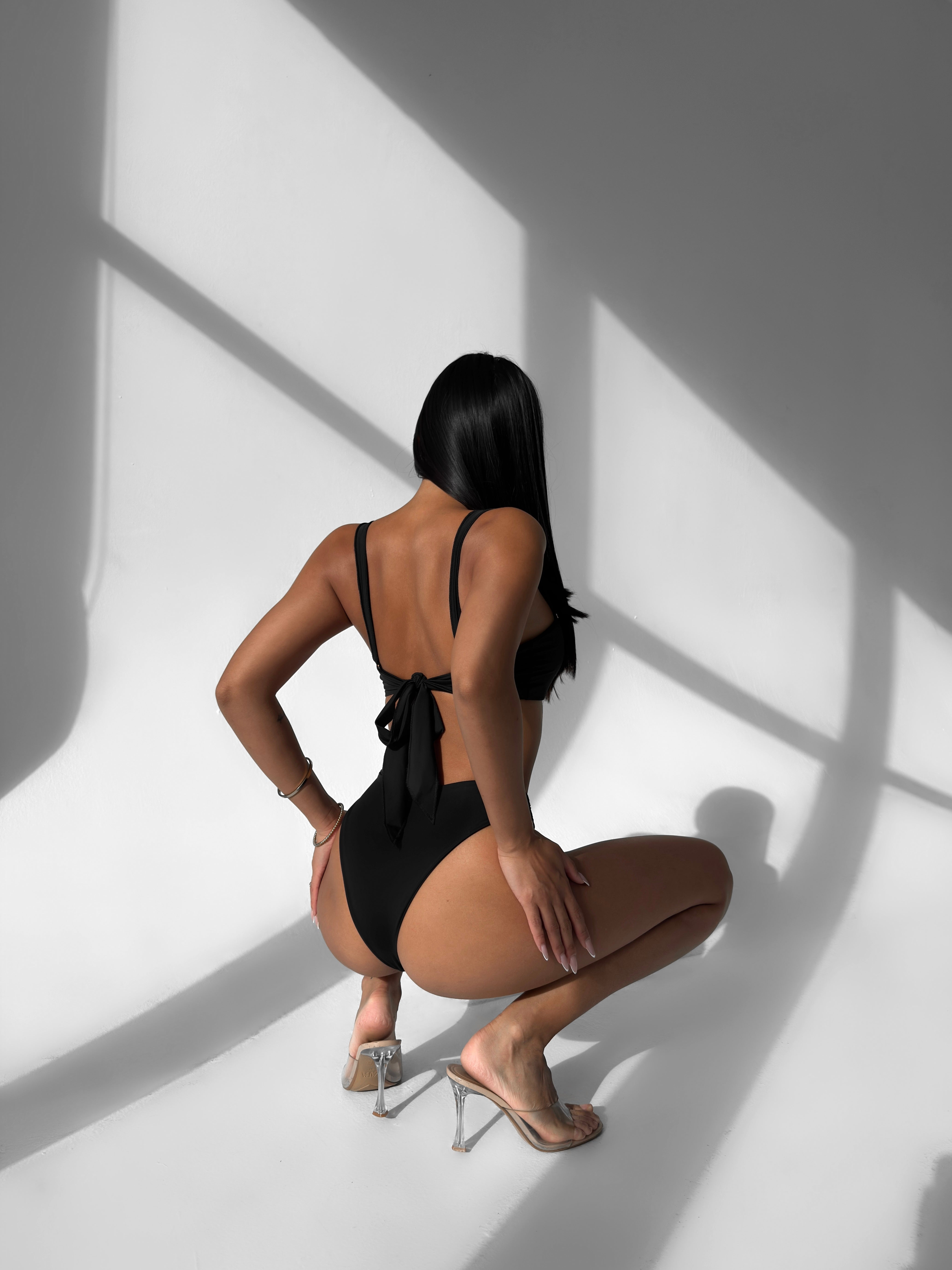 Sirena Ring Detail Bikini Set in Black