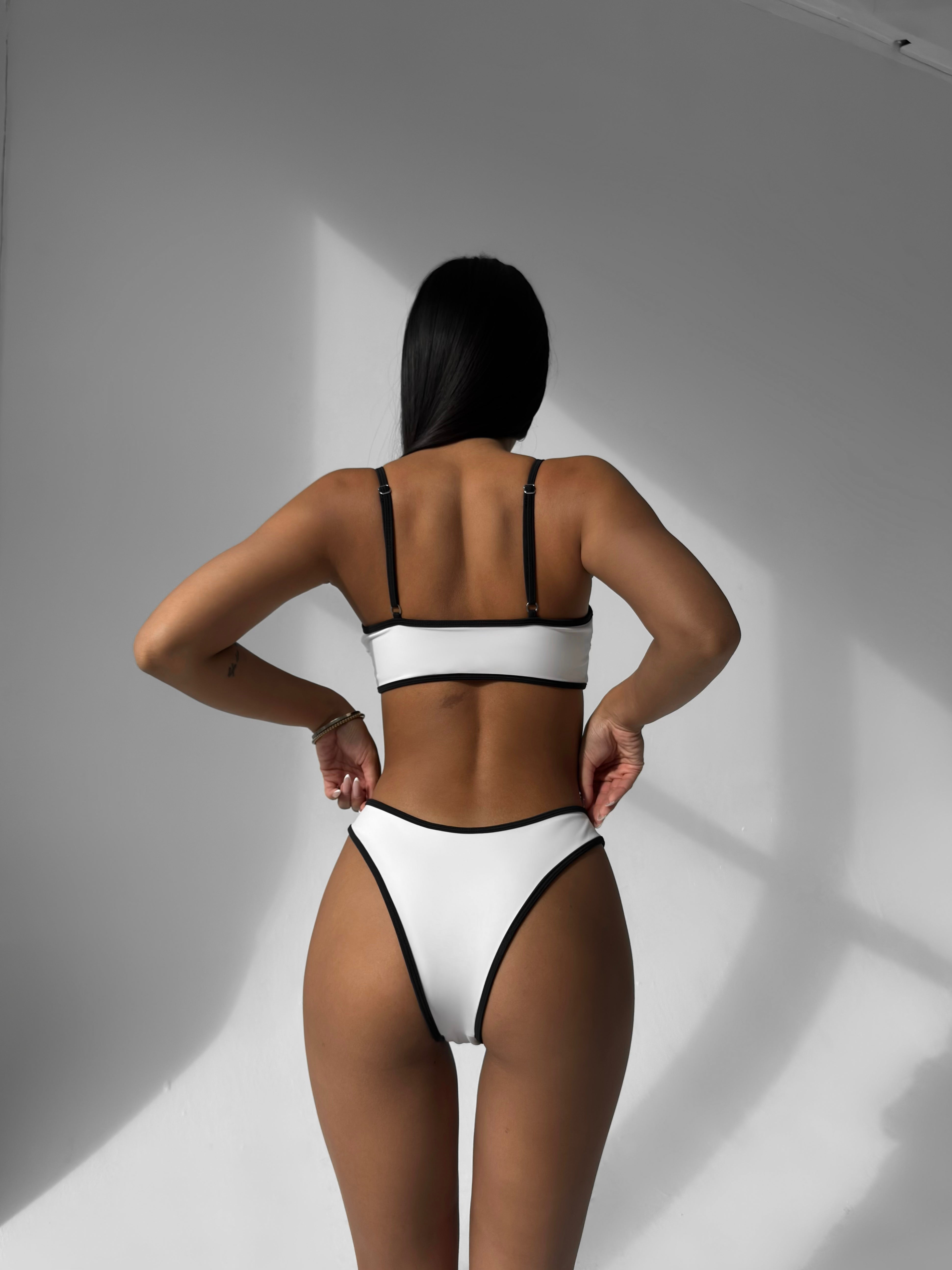 Coconut Contrast Edge Bikini Set in White