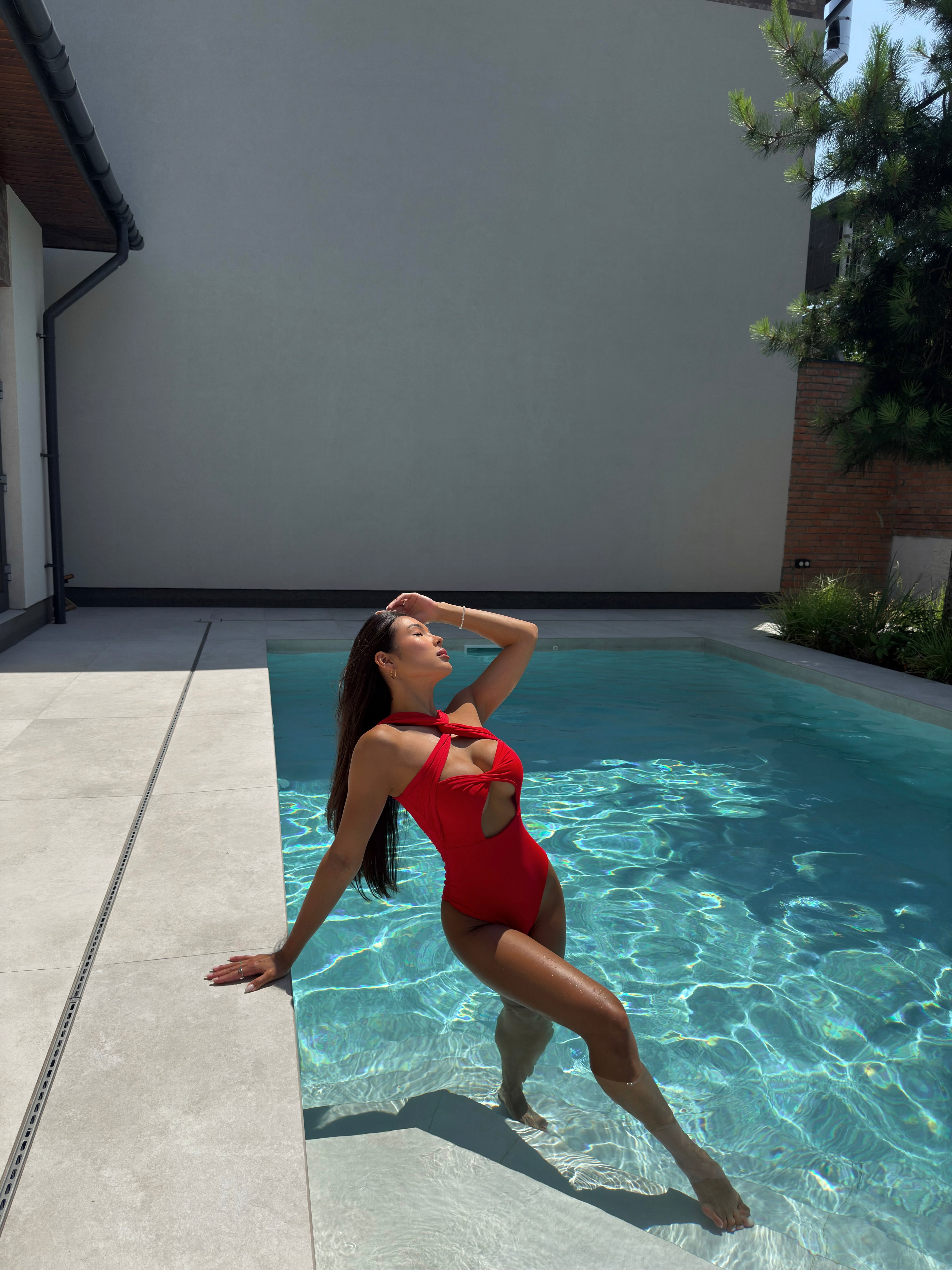 Mirage Multi Way Neck Cut Out One Piece in Red